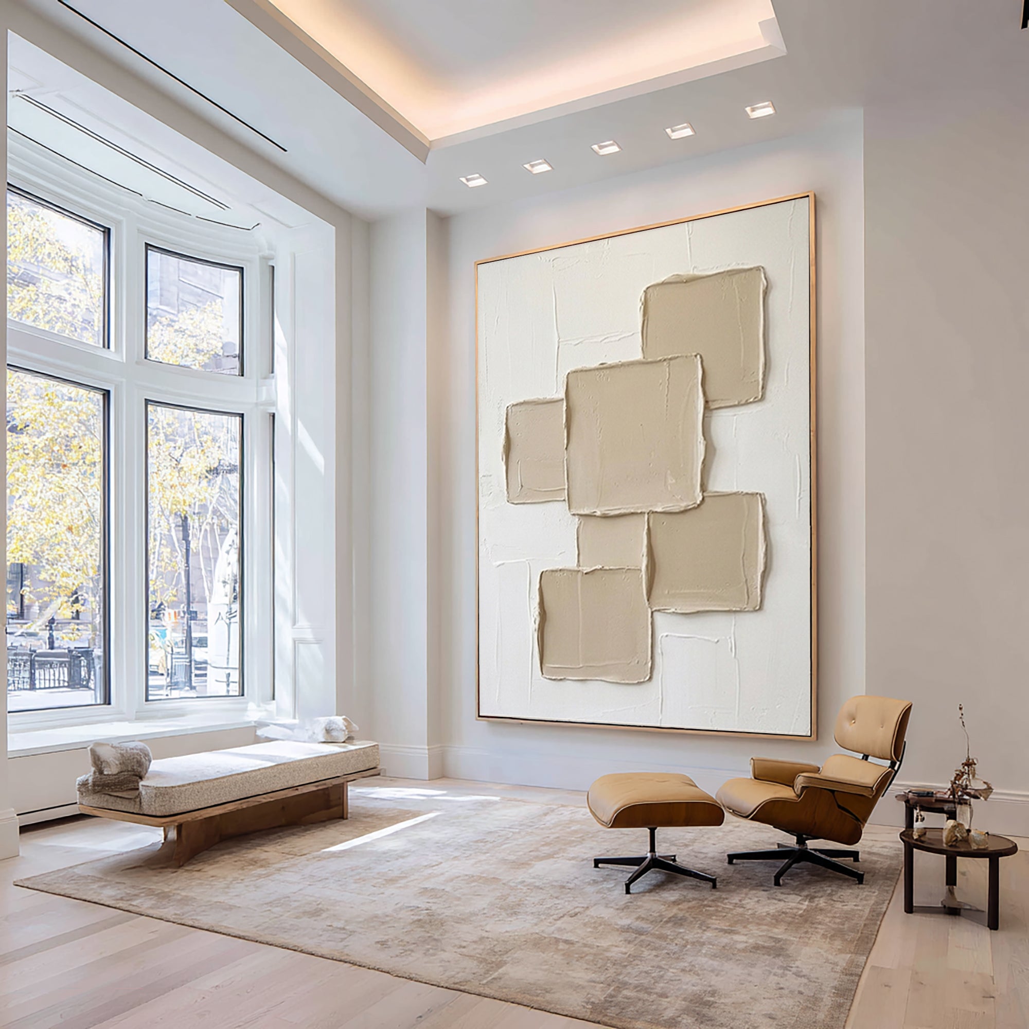 Large Architectural Relief Wall Art Modern Neutral Canvas Painting