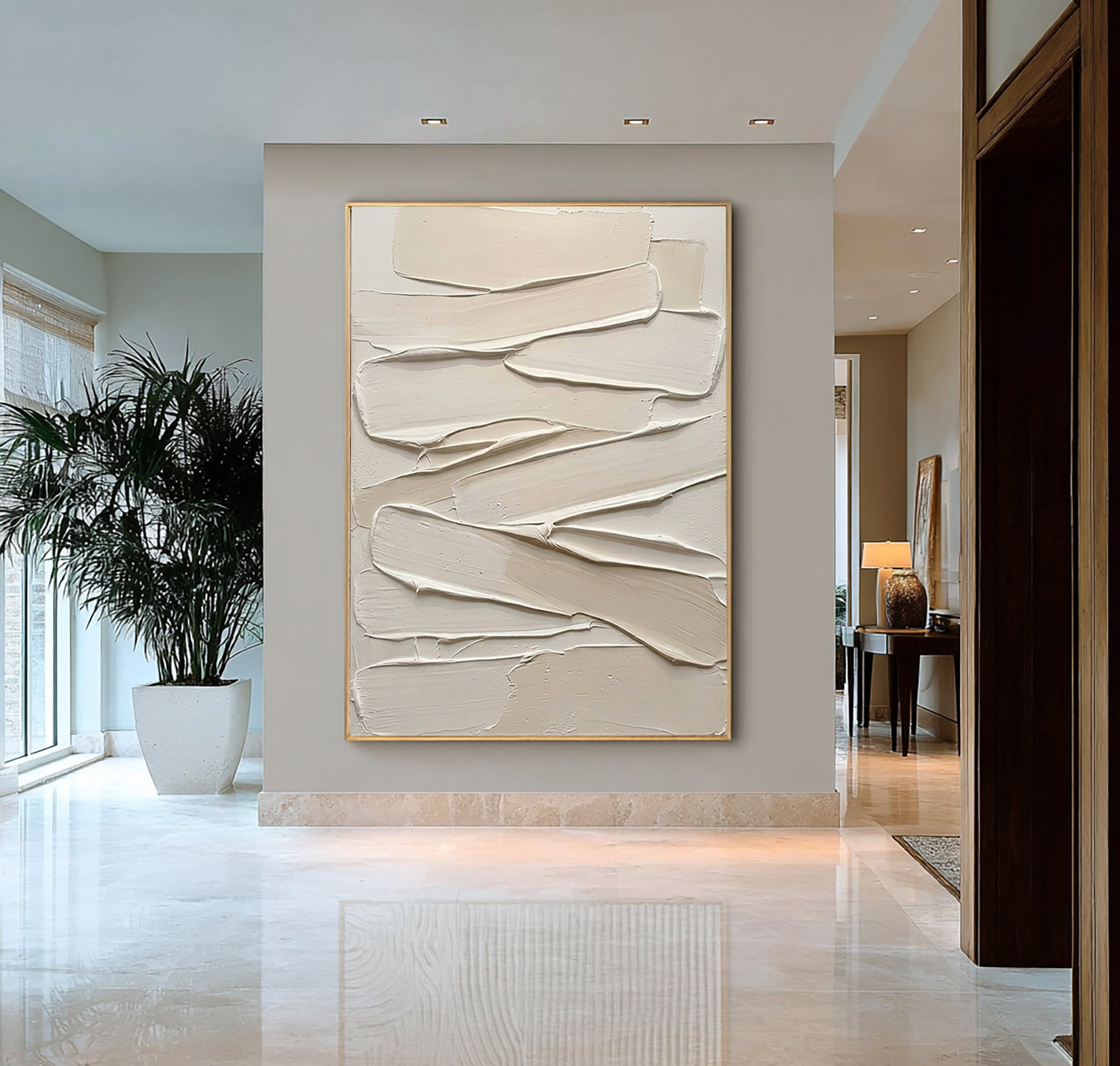 Large Modern Relief Texture Canvas Art Neutral Abstract Decor