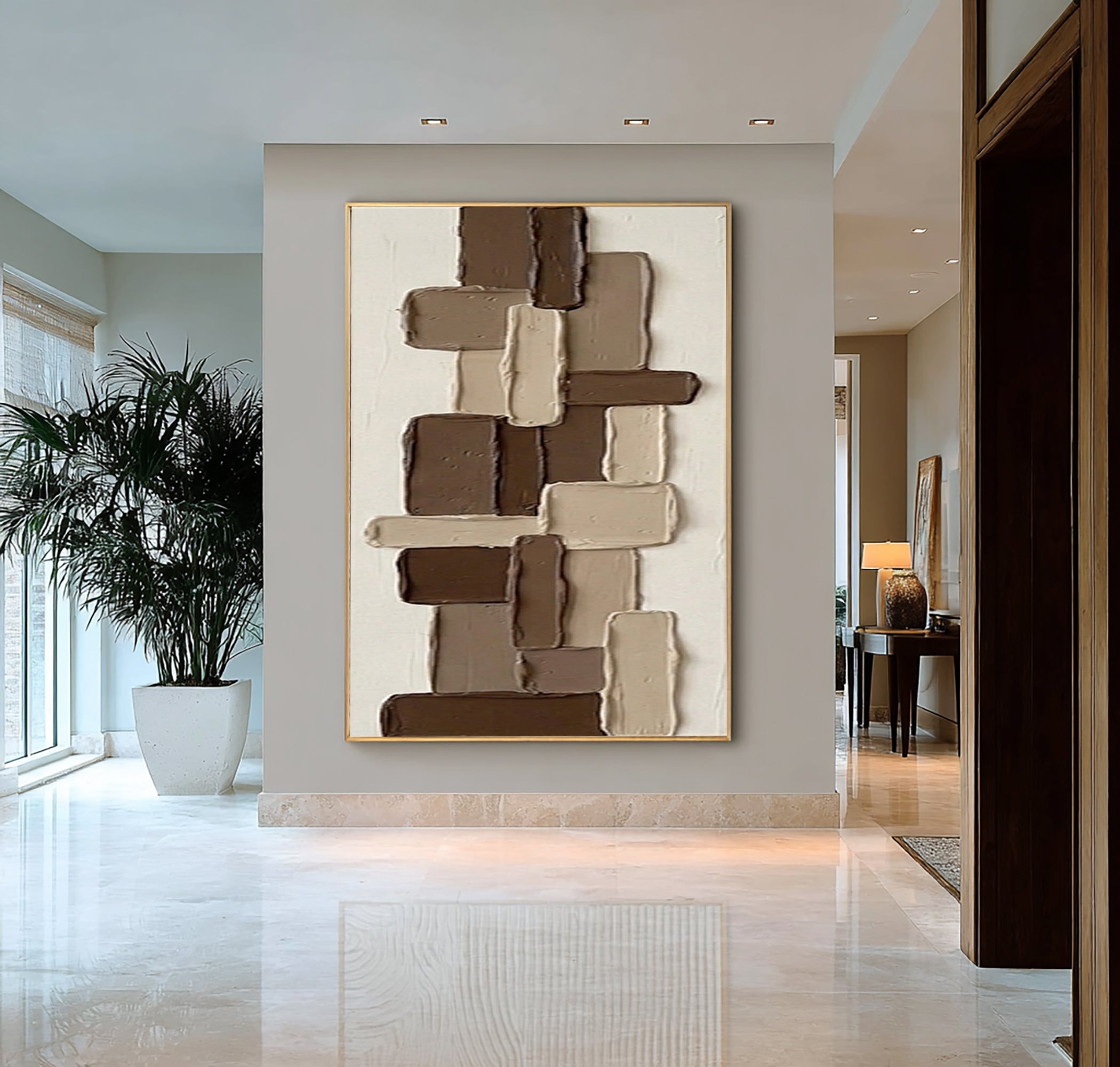 Large Chocolate Brown Textured Canvas Art Contemporary Relief Painting
