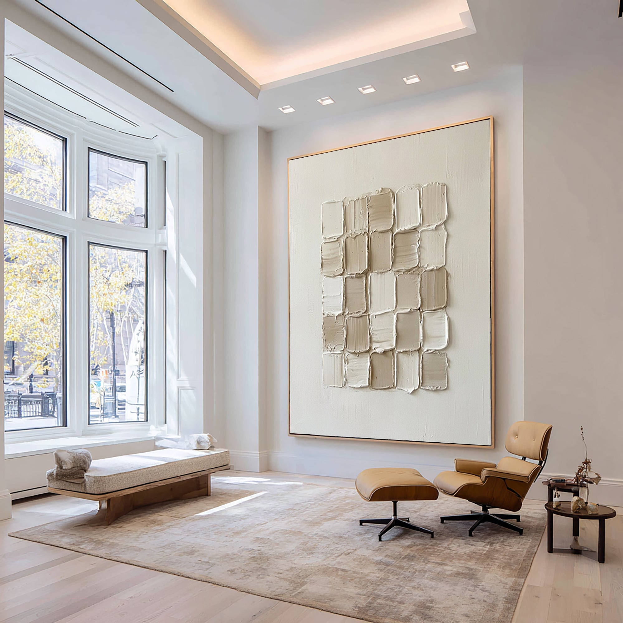 Large Neutral Sculptural Texture Painting Modern Minimalist Wall Art