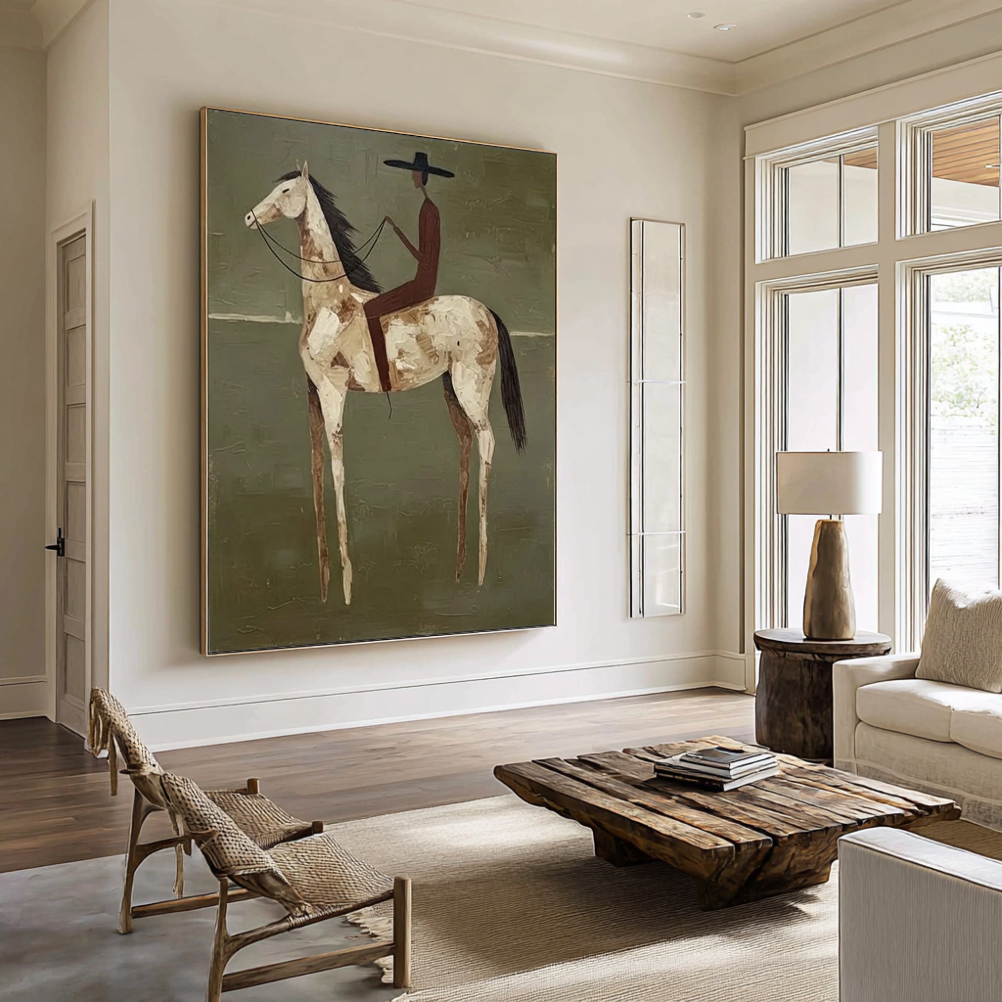 Oversized Contemporary Horse Painting Modern Equestrian Canvas Art