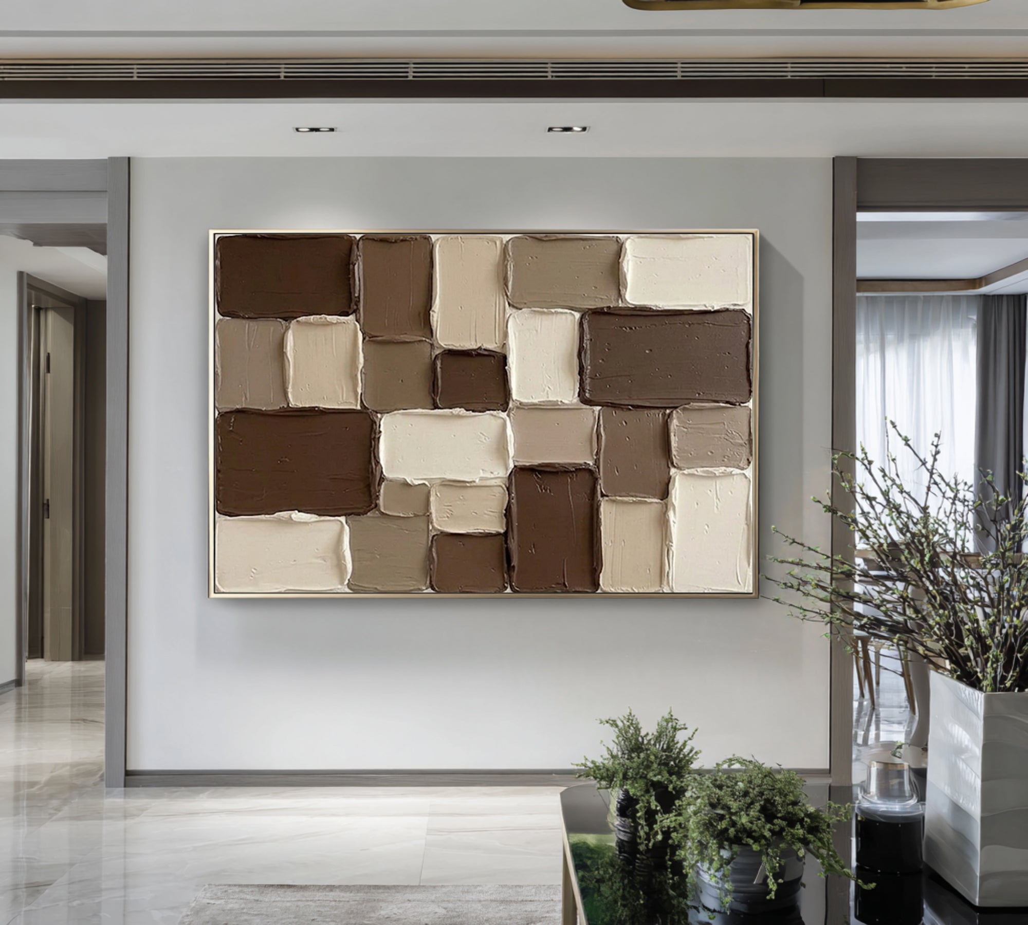 Large Neutral Block Texture Painting Contemporary Wall Art | KeiraArt