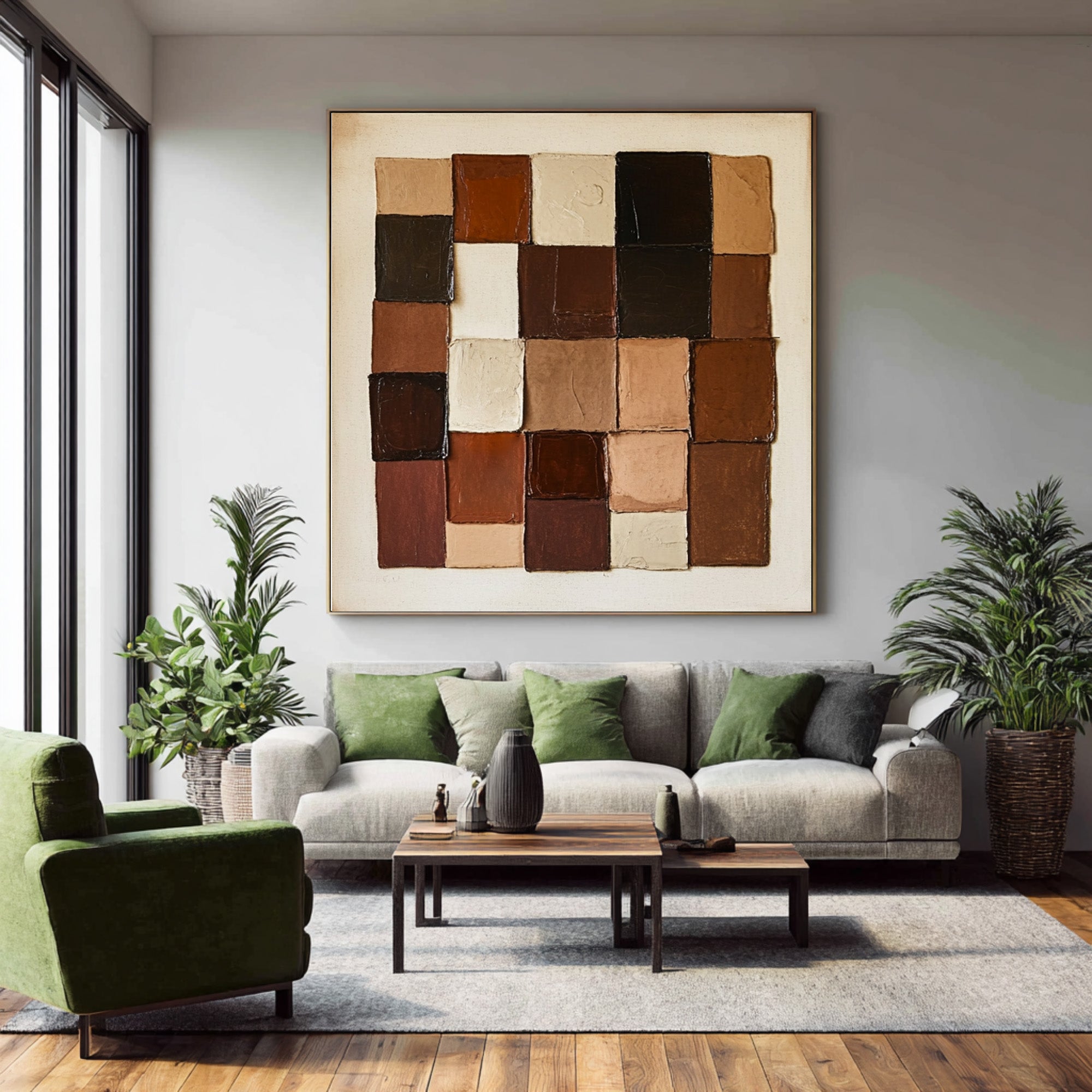 Large Abstract Earth Tone Blocks | KeiraArt #CZ 011