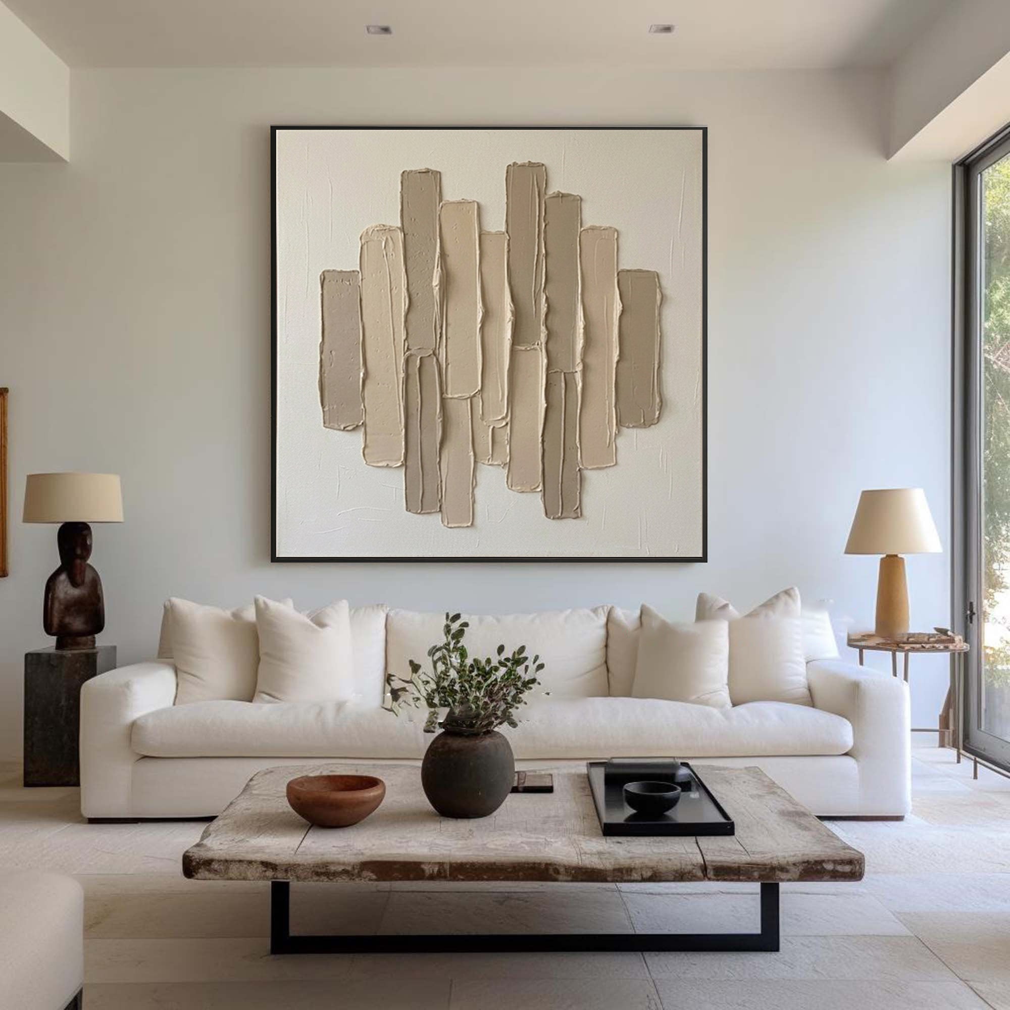 Large Vertical Rhythm Wall Art Contemporary Neutral Texture Painting