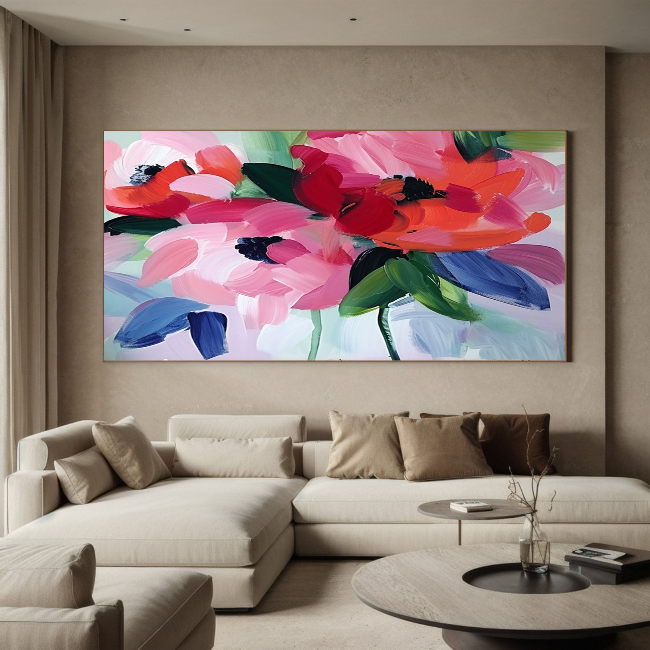 Exotic Bloom Abstract Art Bright Floral Canvas #FT 015