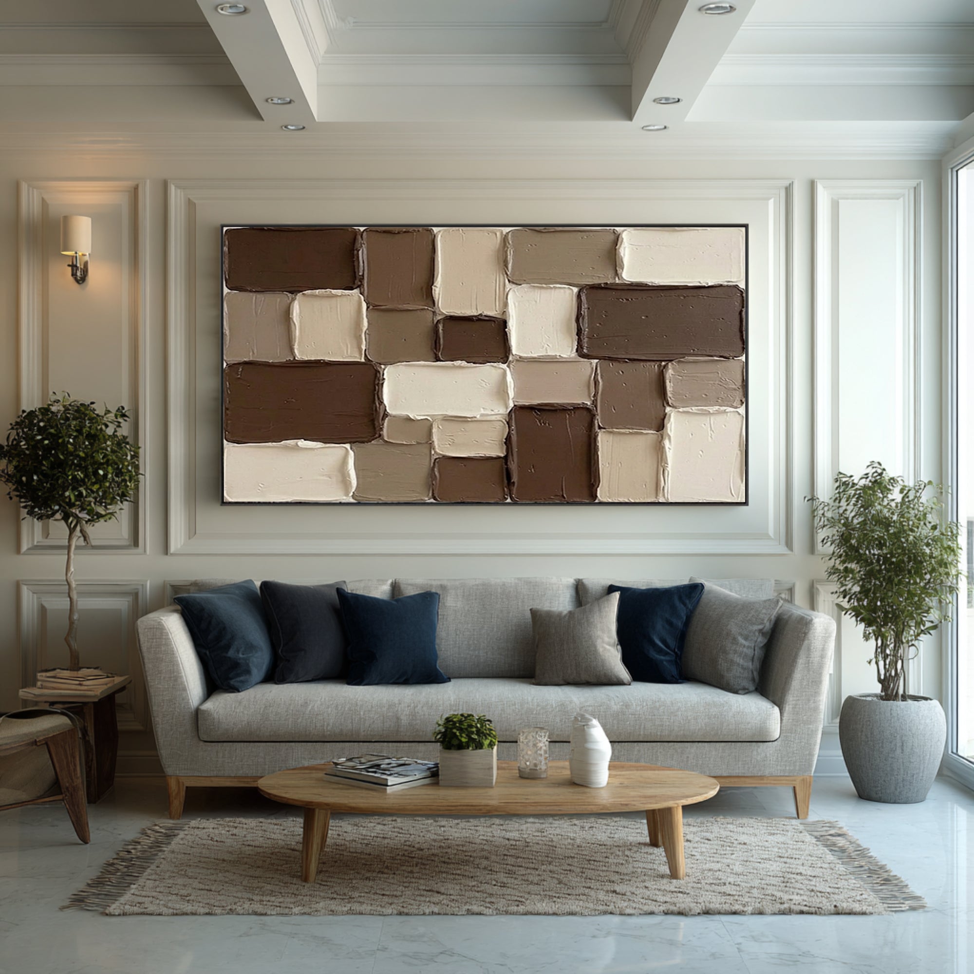 Large Neutral Block Texture Painting Contemporary Wall Art | KeiraArt