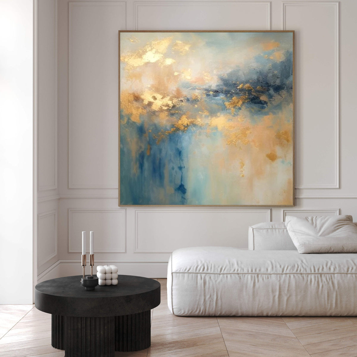 Luxury Abstract Art Blue and Gold Canvas Wall Decor #AP 067