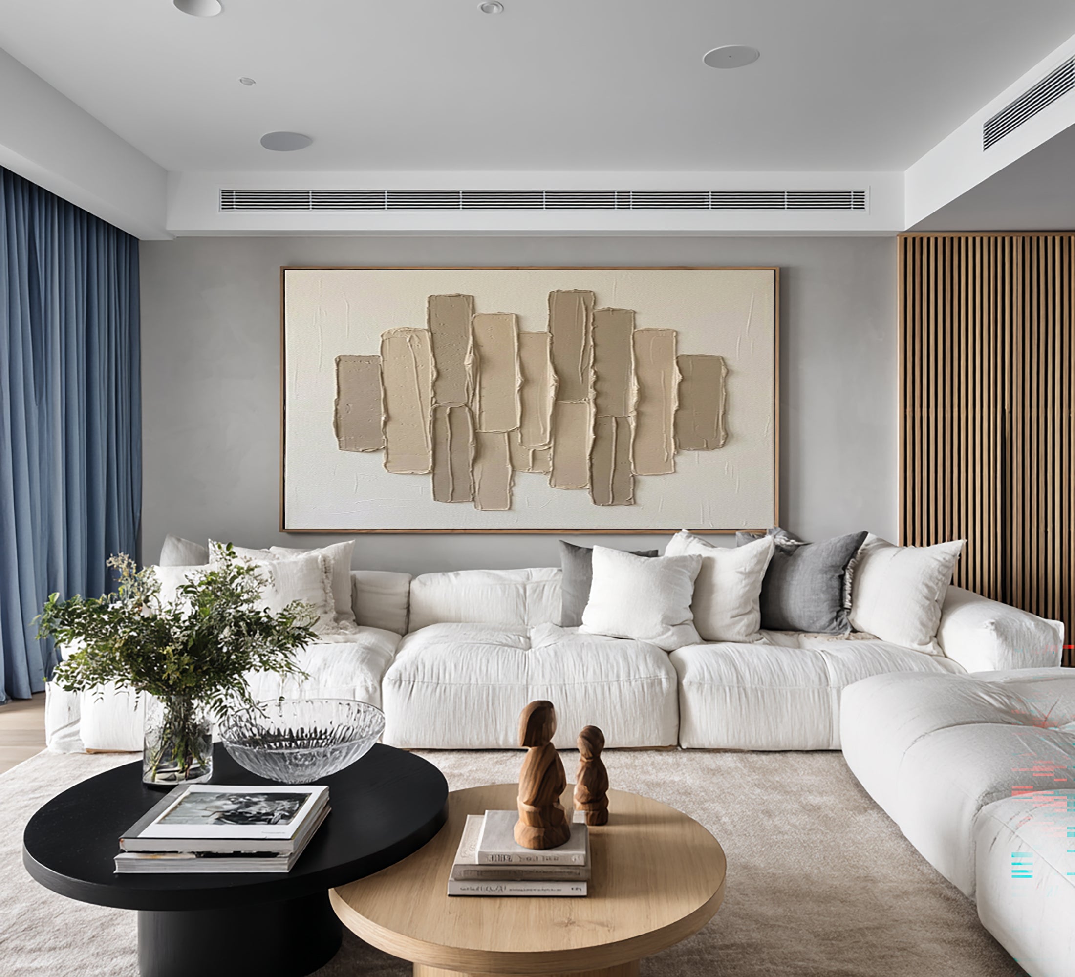 Large Neutral Geometric Wall Art Hand Painted Textured Canvas | KeiraArt