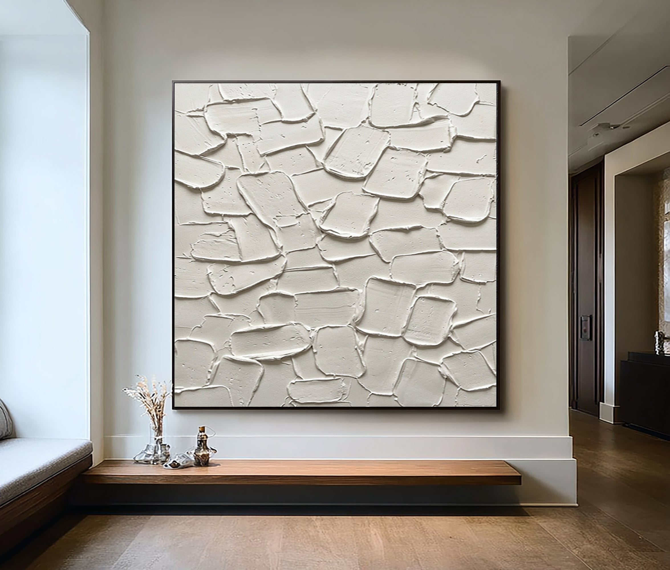 Large Layered Limestone Relief Wall Art Neutral Contemporary Texture Painting