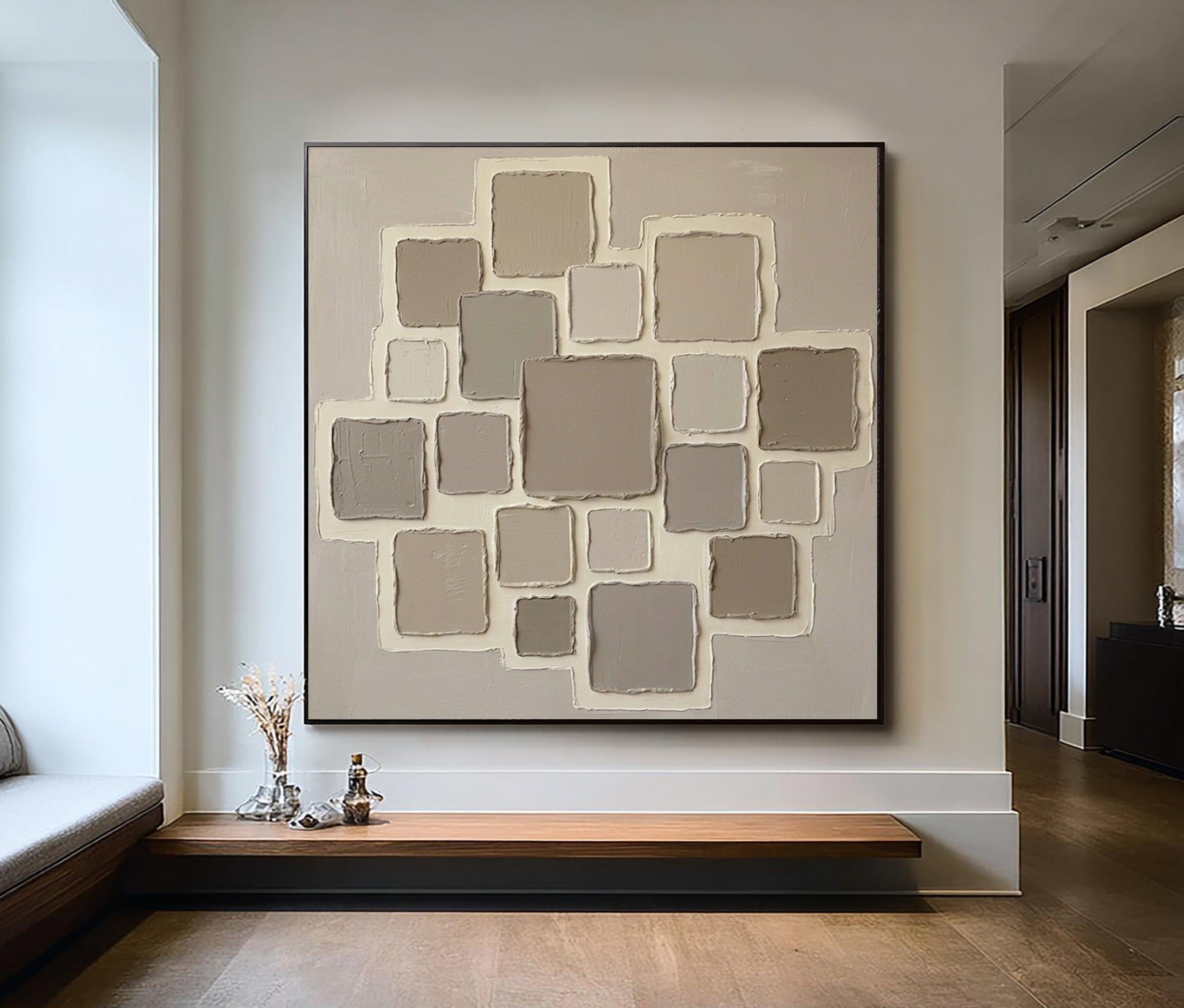 Large Neutral Relief Oil Painting #AVG 002