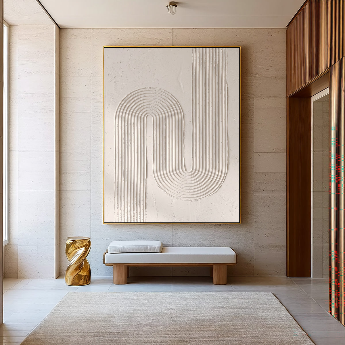 Architectural Curves In Soft White Large Abstract Wall Art Textured Relief Contemporary Minimalist Home Decor