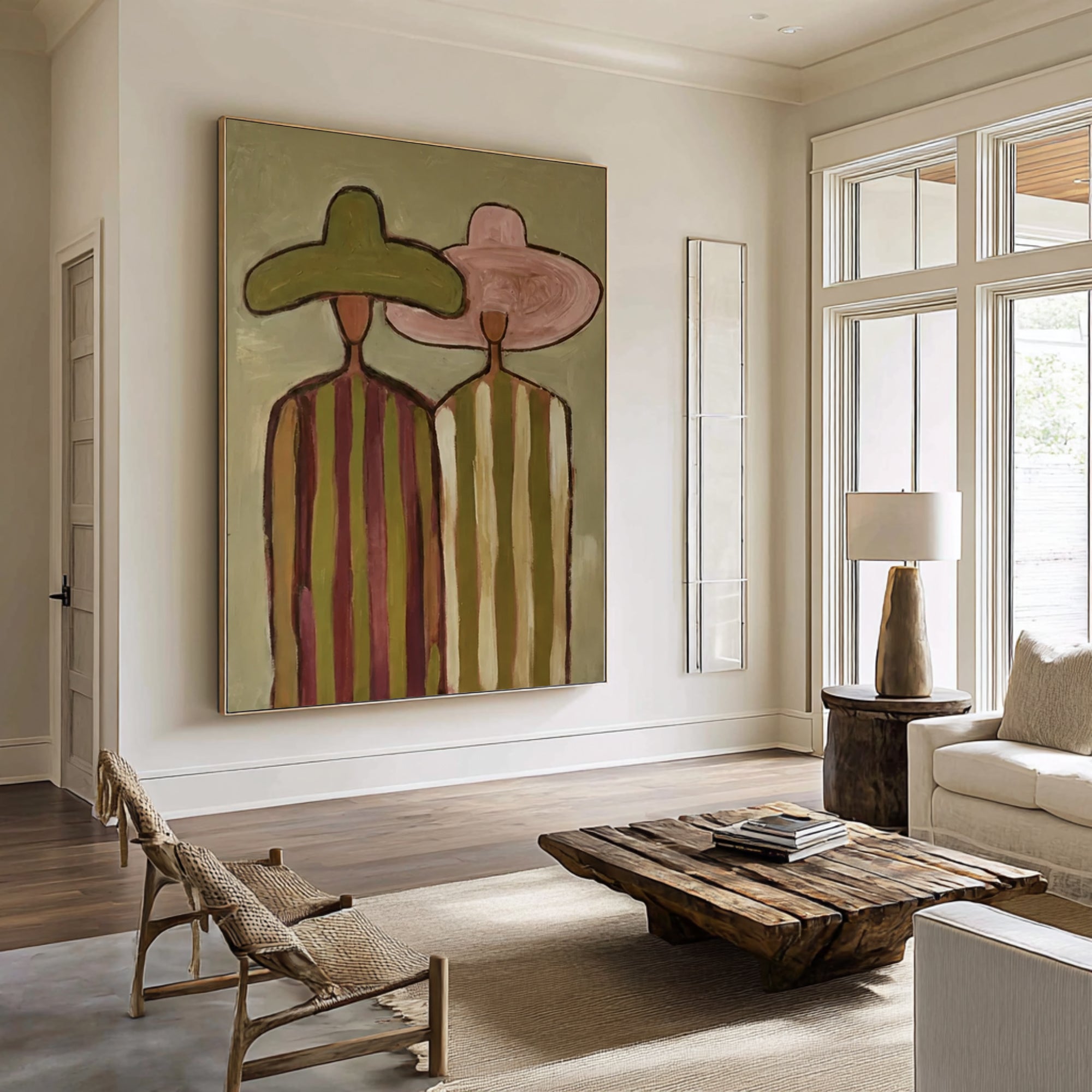 Oversized Minimalist Couple Canvas Art Contemporary Neutral Painting