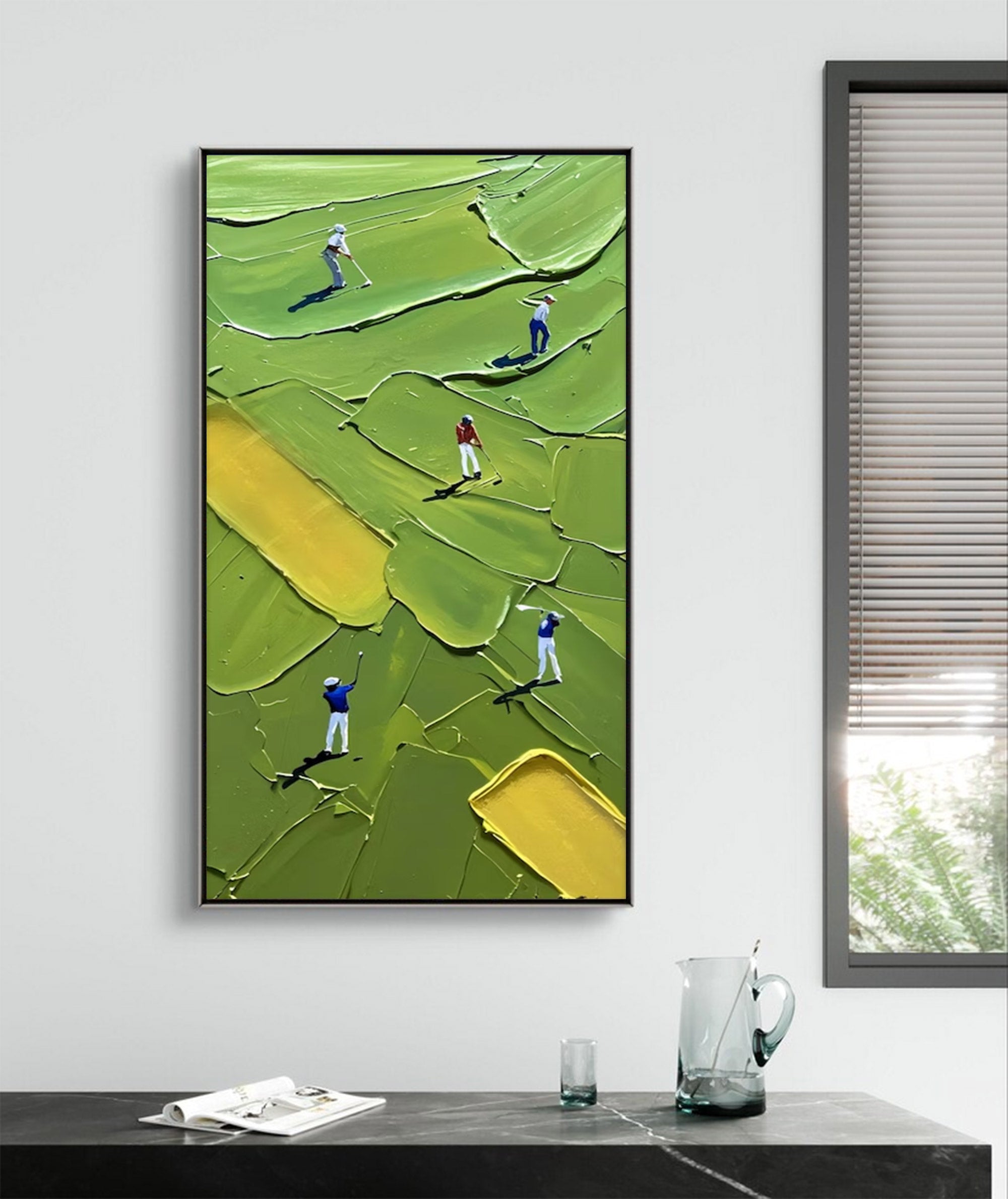 Large Green Impasto Sports Art | KeiraArt #AG 129