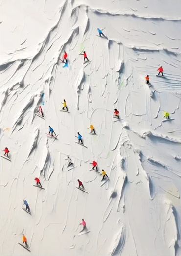 Winter Ascent Dynamic Skier Mountain Canvas Art #ASP 003