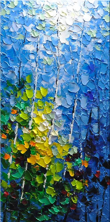 Seasonal Whispers Colorful Leaf Abstract Painting For Home Decor #FT 050