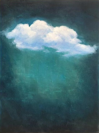 Teal Tranquility Cloud Paintings for Modern Home Decor Set Of 2 #OS 059