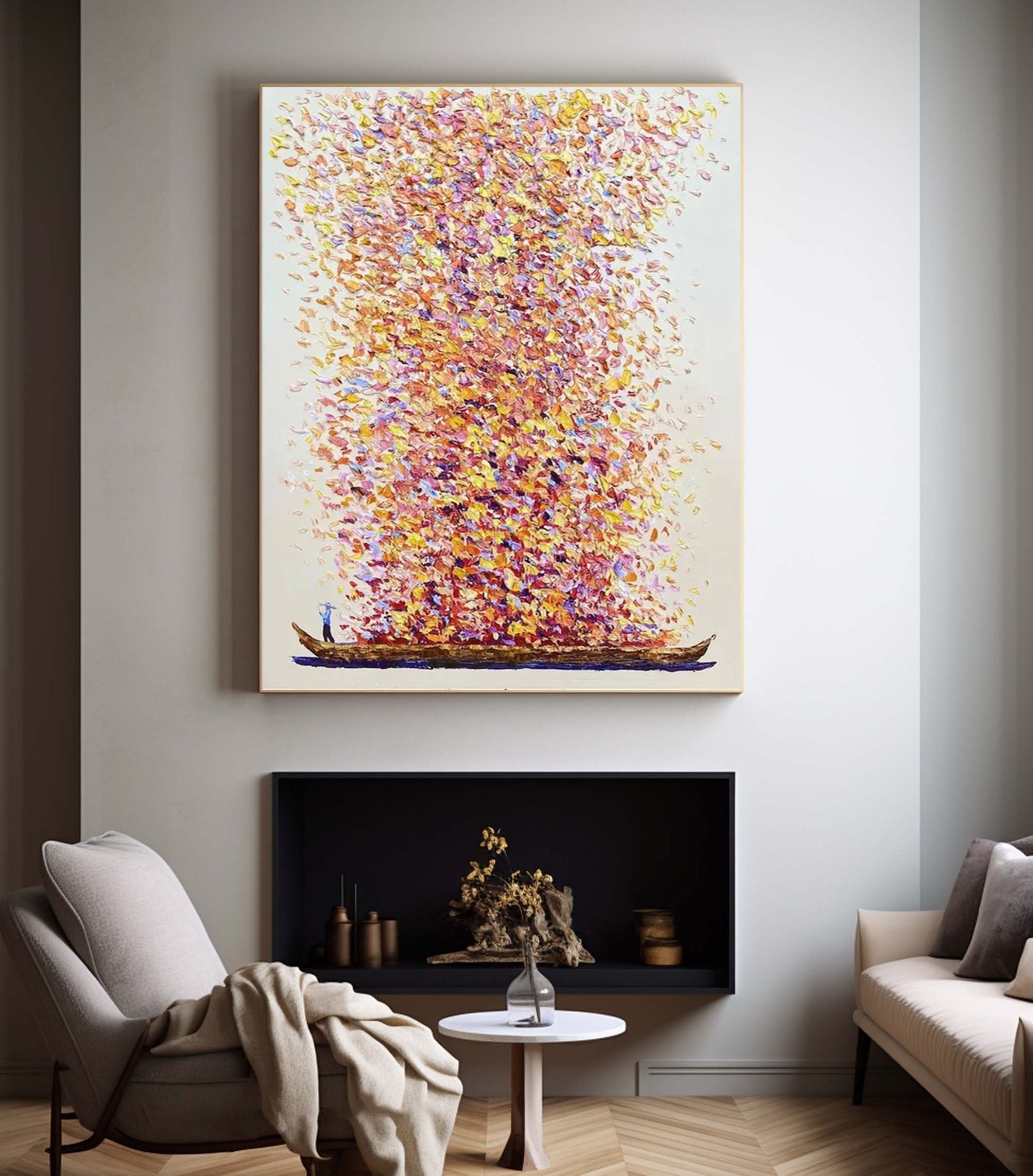 Explosion of Fall Colors Painting Bold and Bright Abstract Wall Art #AP 046
