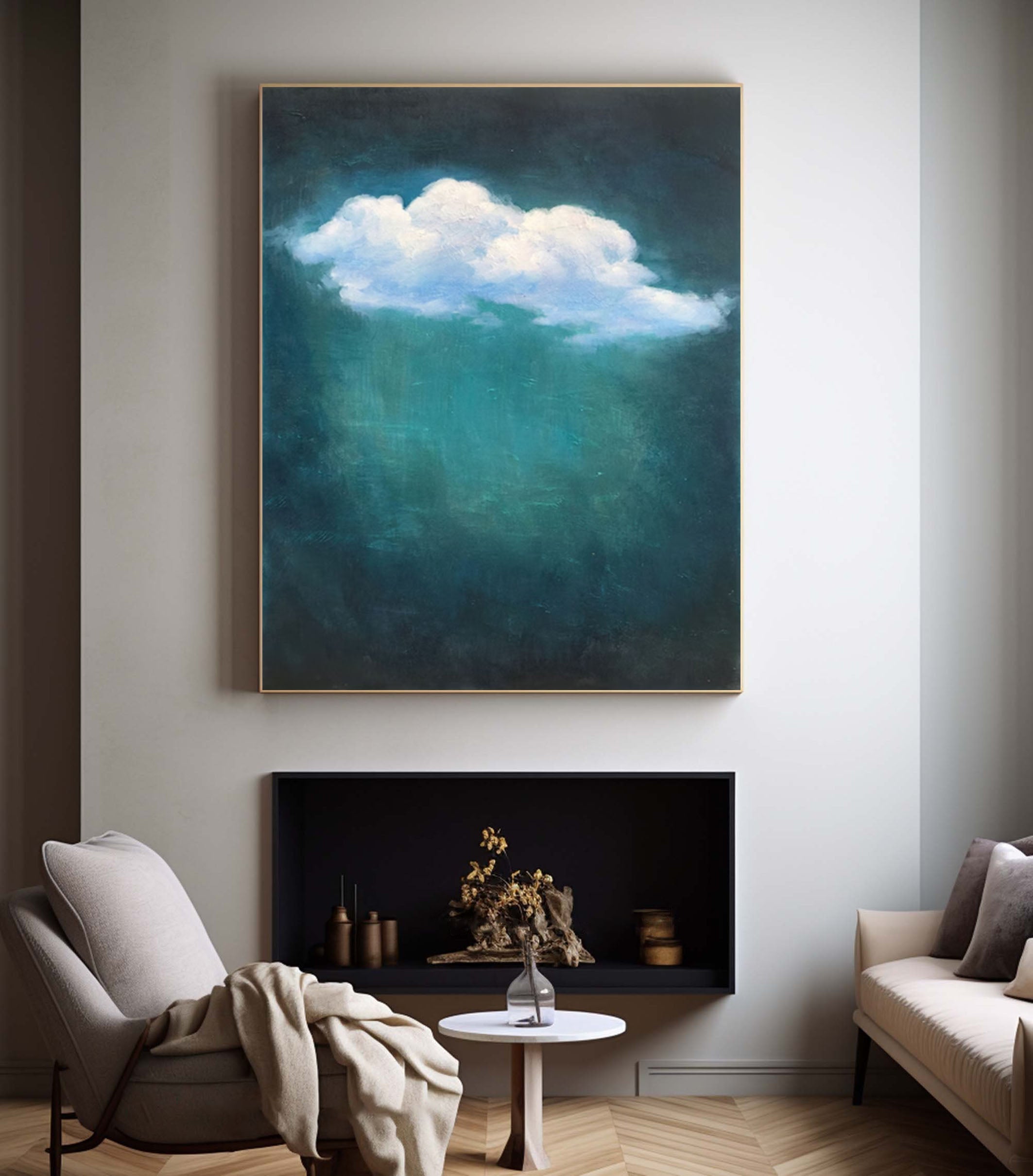 Celestial Serenity Large Abstract Cloud Painting #OS 055