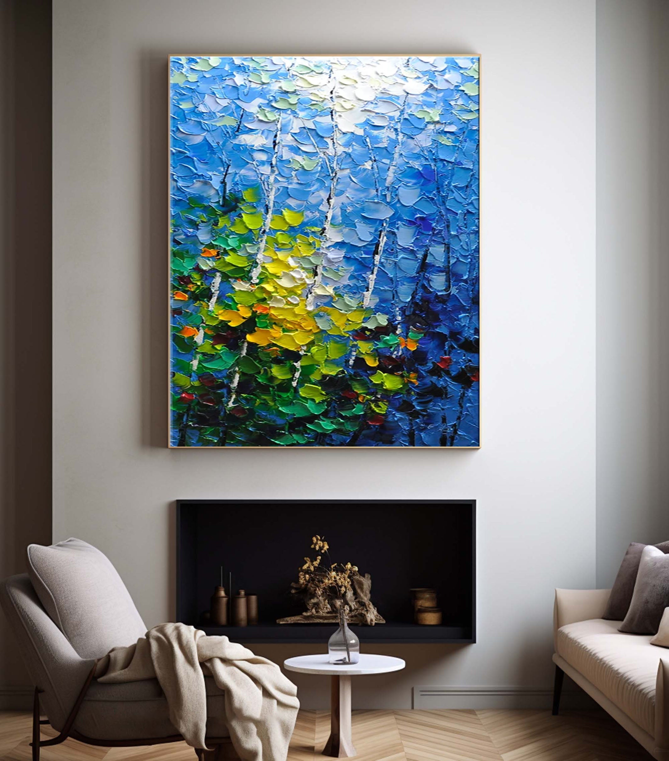Seasonal Whispers Colorful Leaf Abstract Painting For Home Decor #FT 050