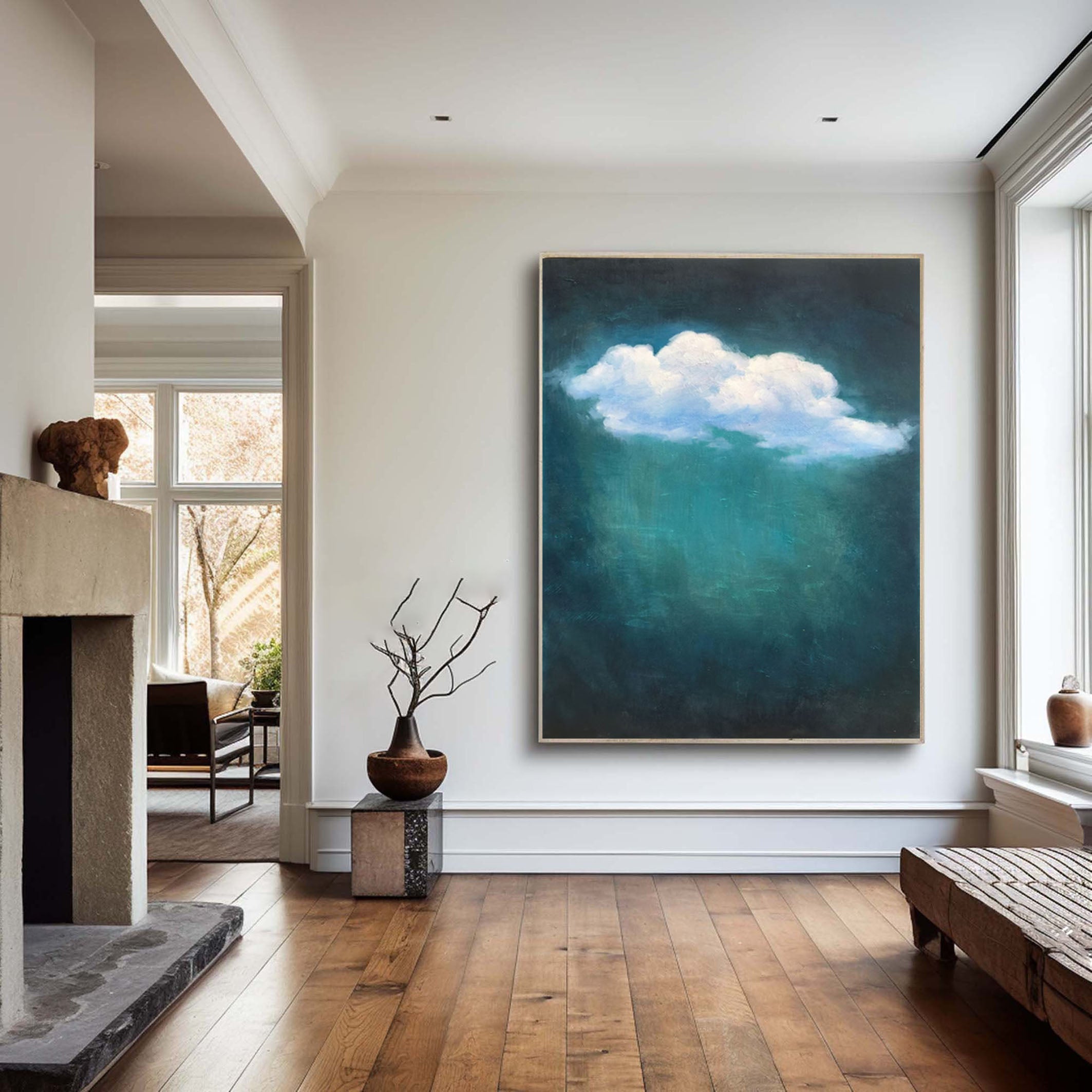 Celestial Serenity Large Abstract Cloud Painting #OS 055
