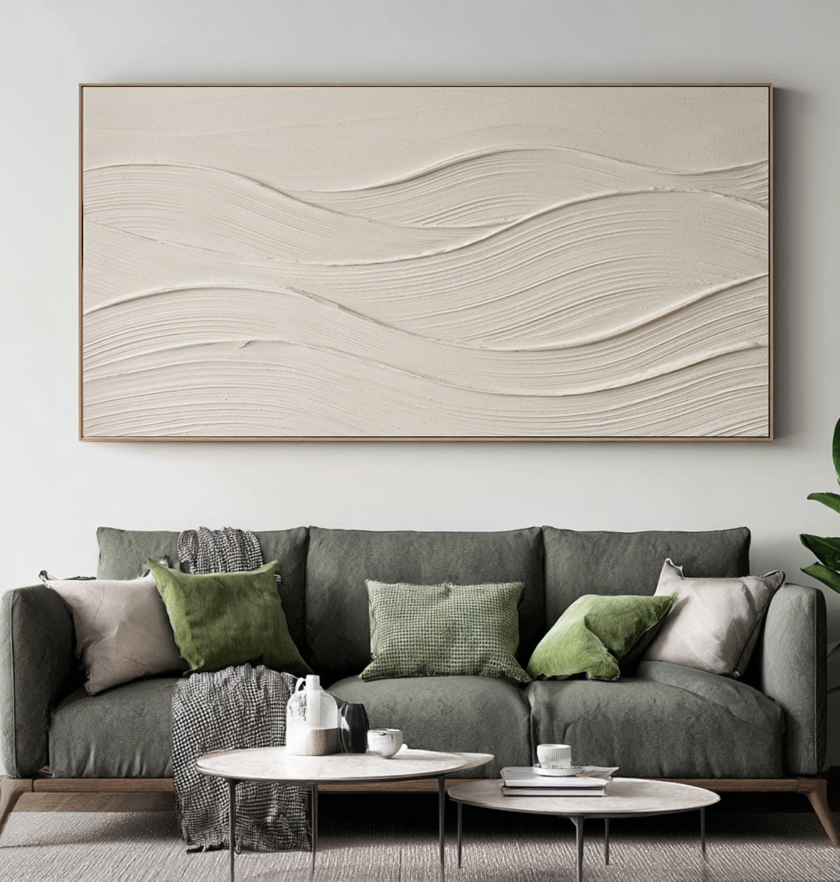 Large Organic Abstract Flowing Lines Wall Art White Textured Oil Painting Minimalist Sculptural Relief Contemporary Neutral Home Decor