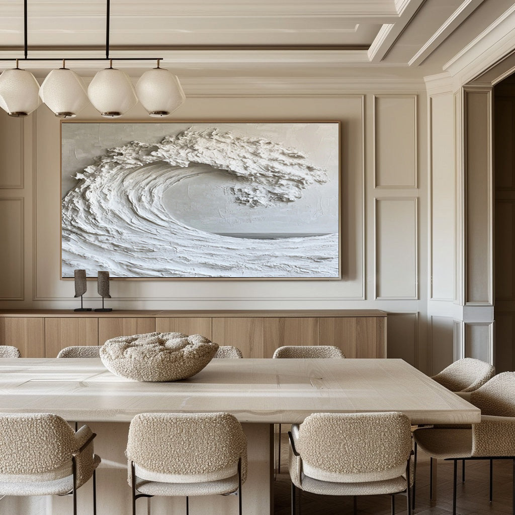 Large White Wave Painting - Ocean Art for Modern Homes #AG 050