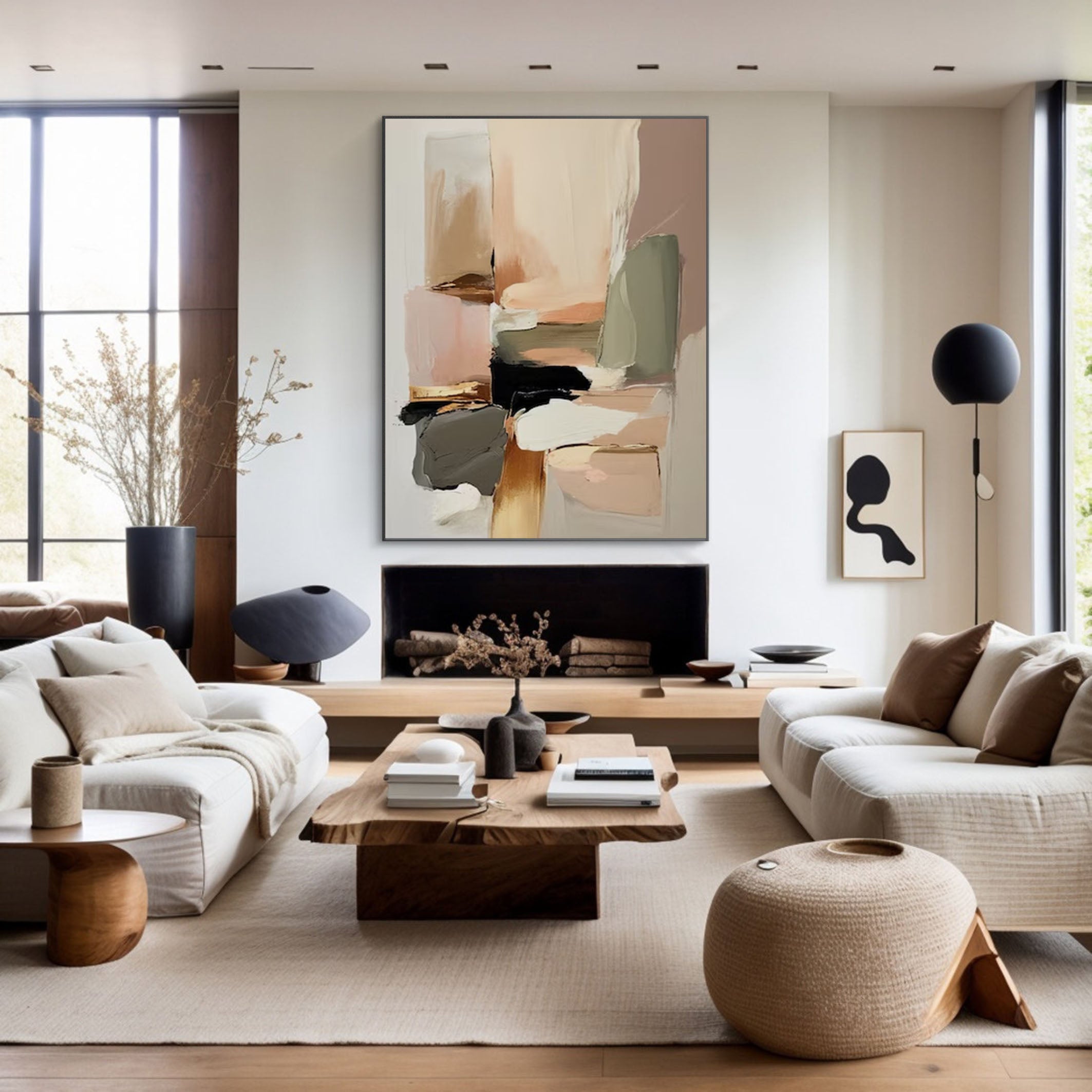 Abstract Neutral Tone Art Soft Pastel Wall Decor for Modern Interiors #AP 058