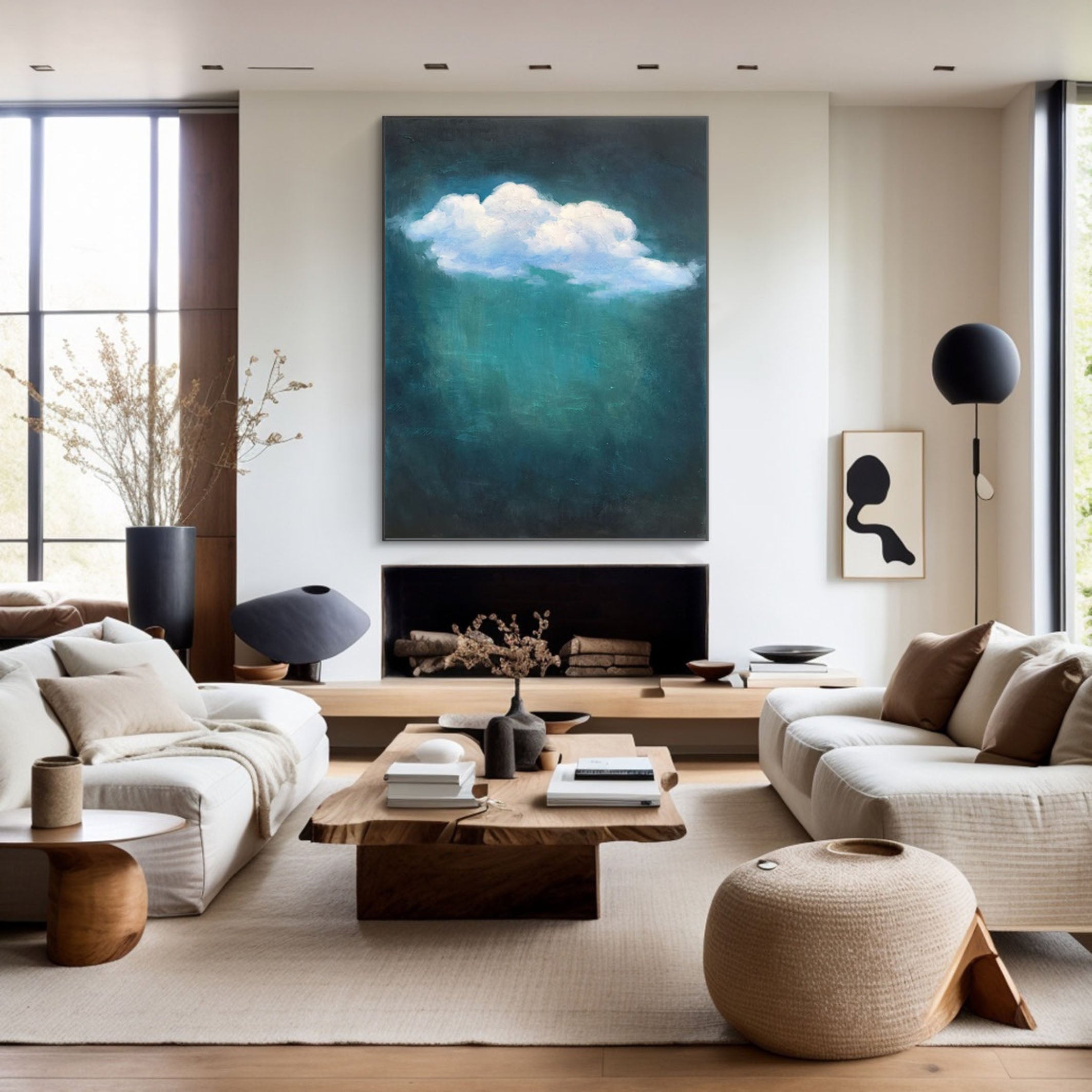 Celestial Serenity Large Abstract Cloud Painting #OS 055