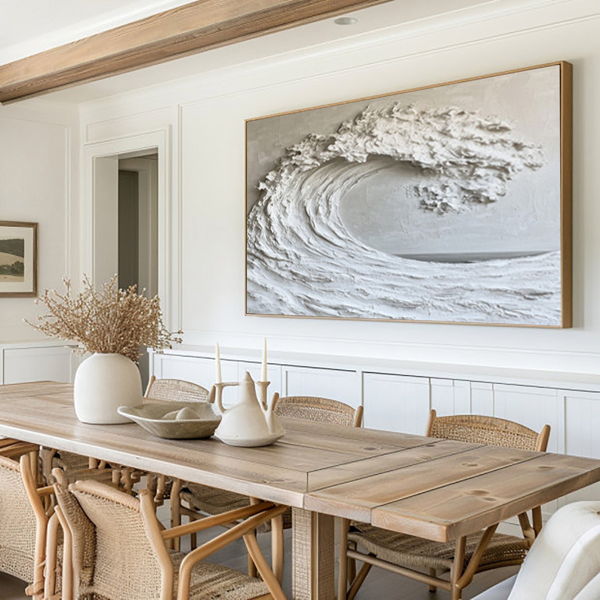 Large White Wave Painting - Ocean Art for Modern Homes #AG 050