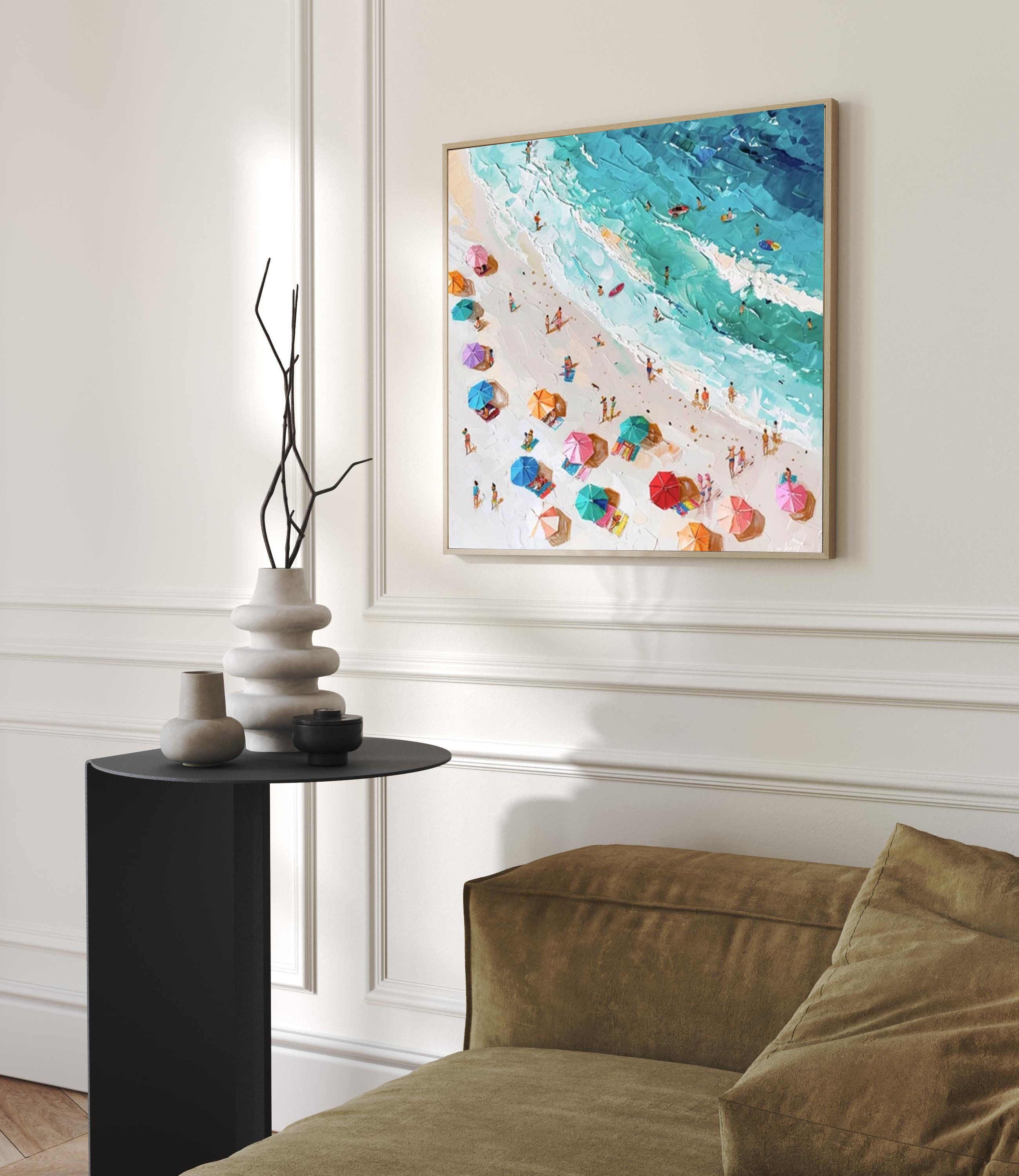 Coastal Large Wall Art Lively Beach Canvas Painting #OS 052