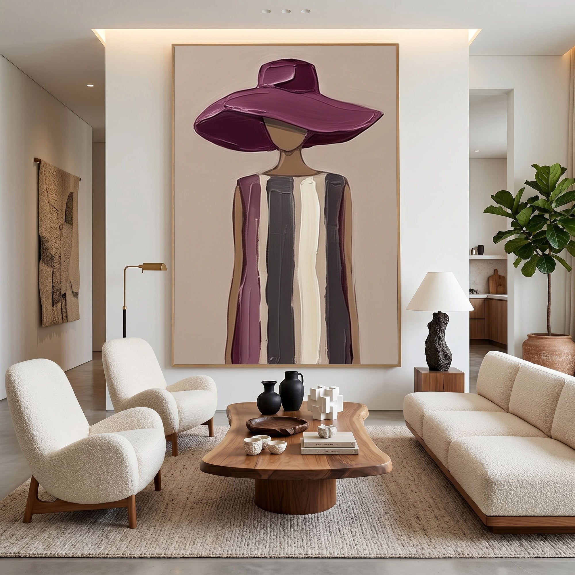 Large Woman Portrait Wall Art Abstract Oil Painting Vintage Americana Art Cowgirl Cowboy Western Fashion Figure Luxury Home Decor