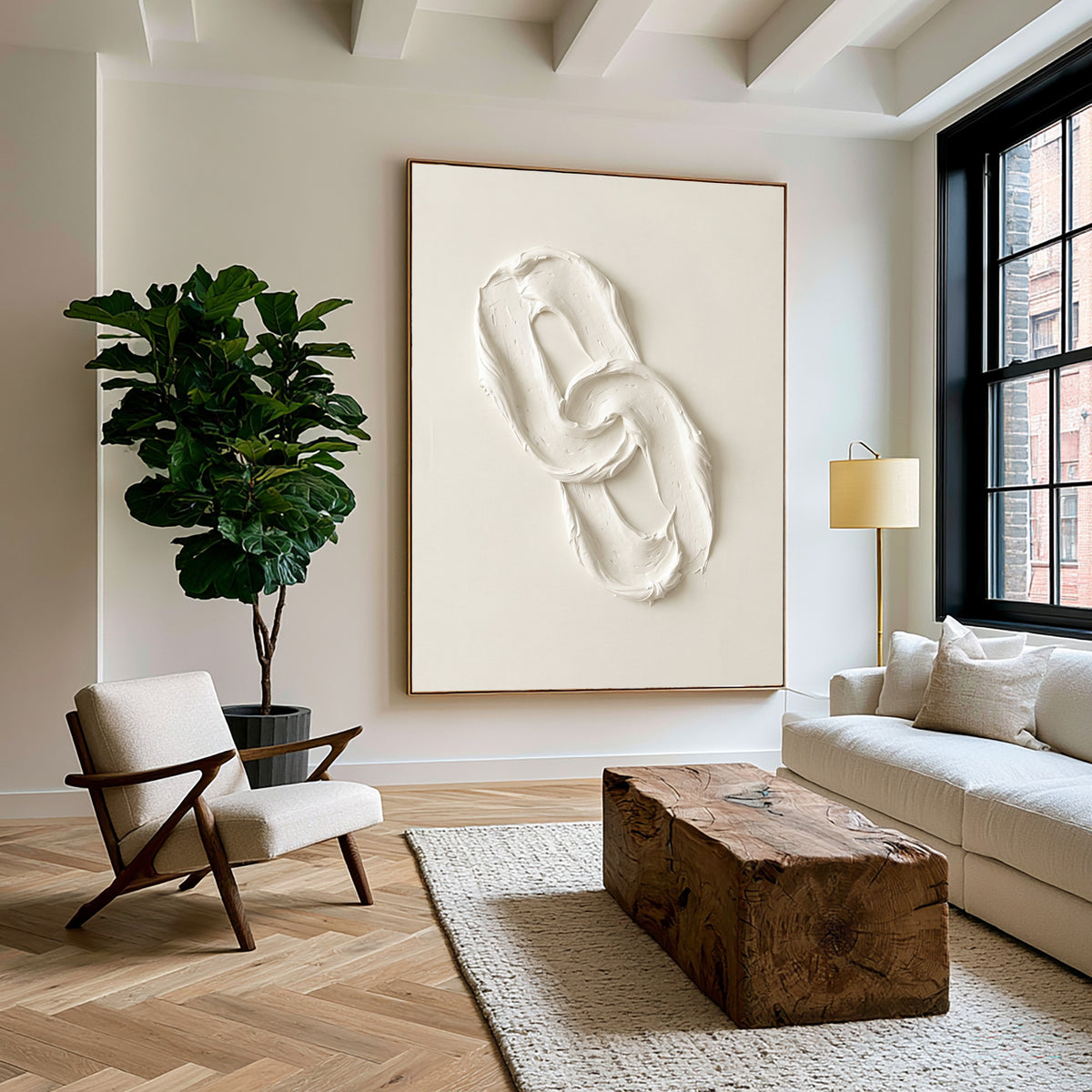 Quietly Bound By Endless Movement Large White Textured Abstract Wall Art Sculptural Relief Quiet Luxury Decor