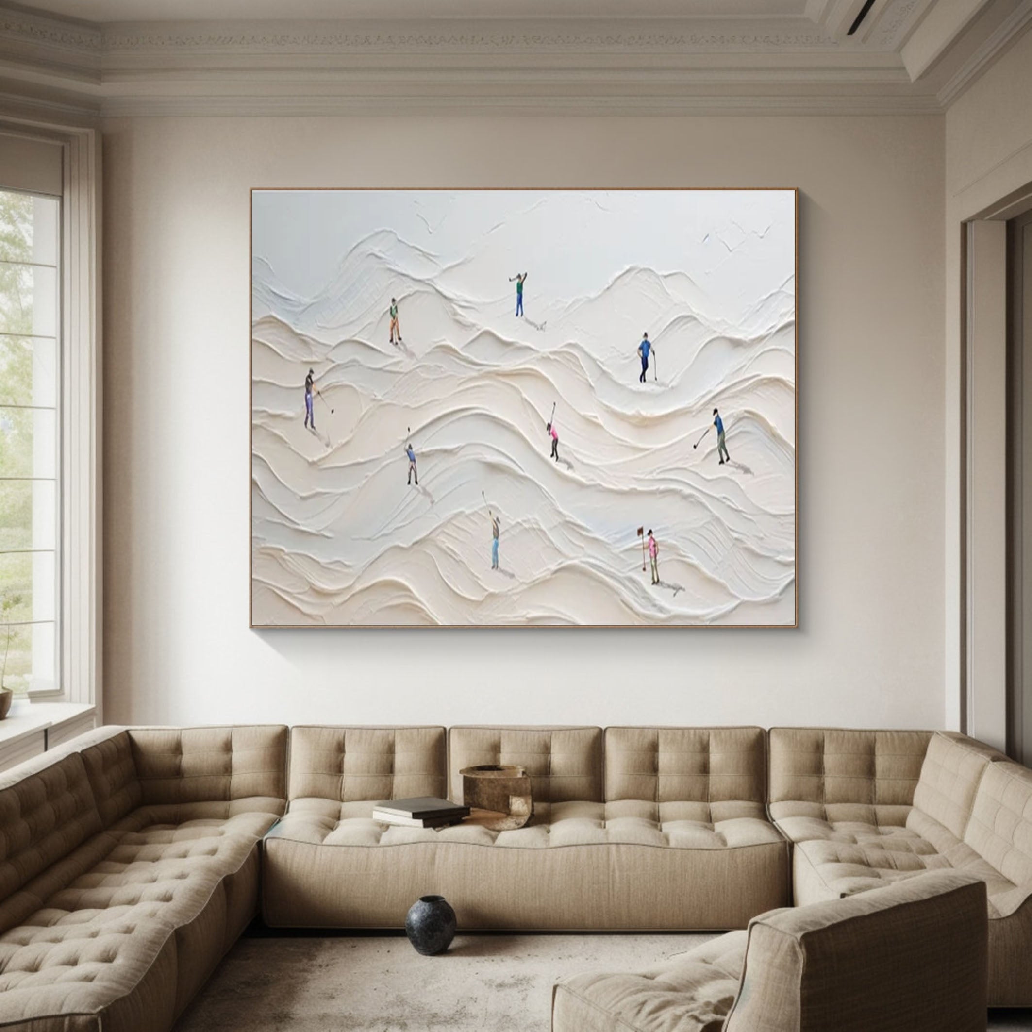 Dune Dance Modern Textured White Wall Art #ASP 009