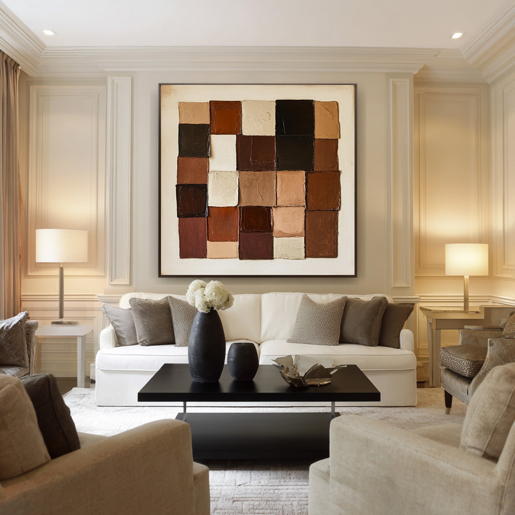 Large Abstract Earth Tone Blocks | KeiraArt #CZ 011