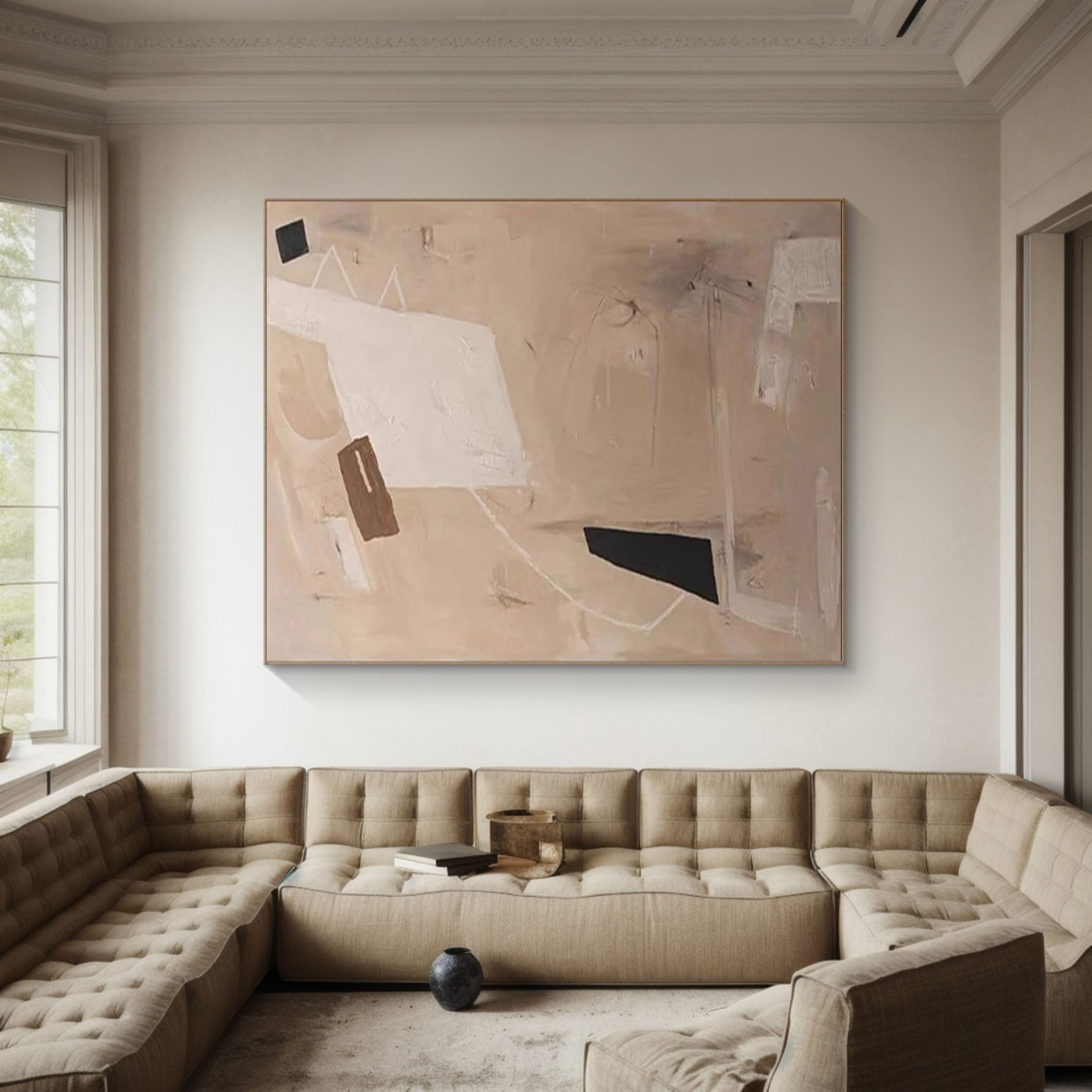 Abstract Elegance Canvas Print Modern Neutral Tones Artwork #AP 050