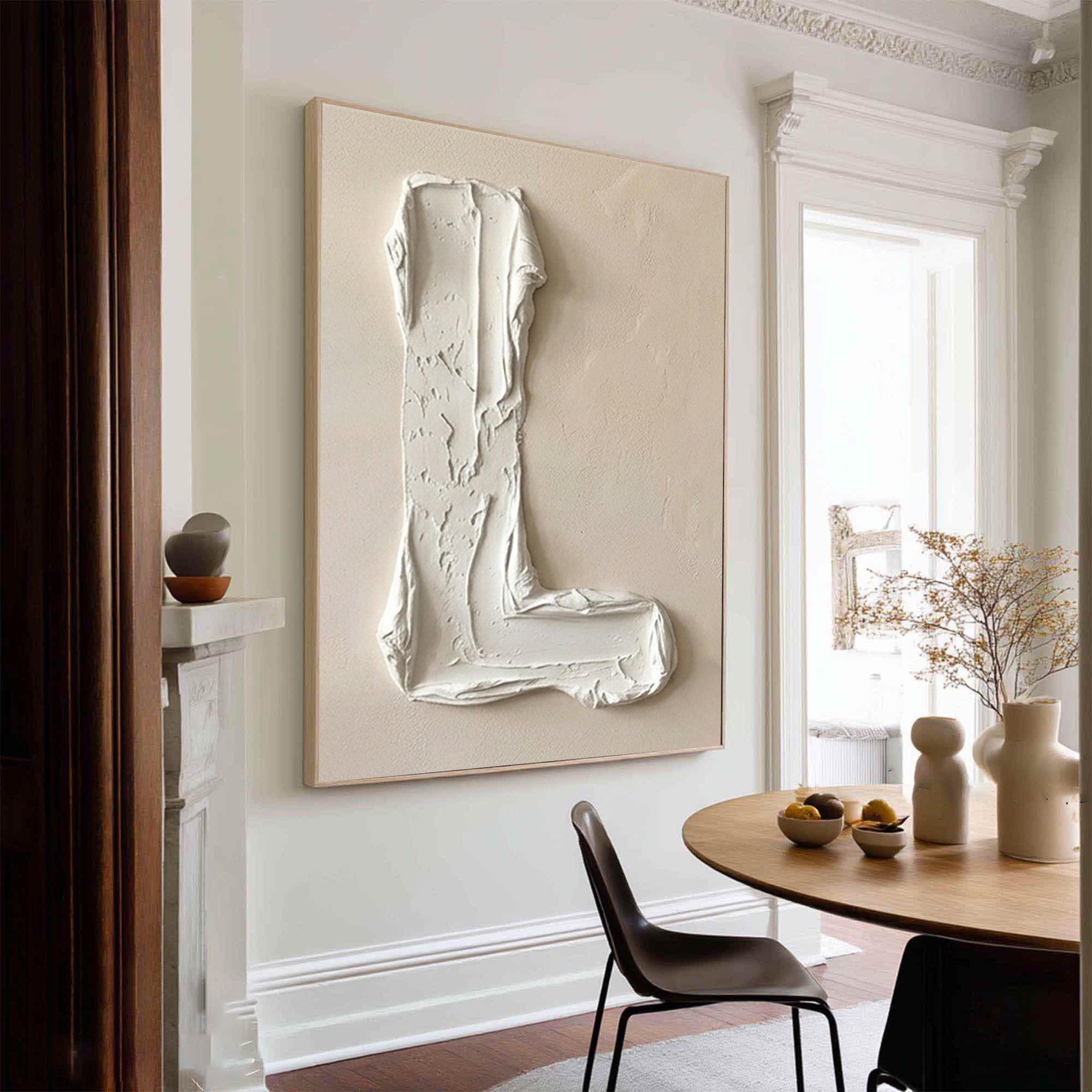 Large Ivory Texture Oil Painting for Modern Luxury Interiors