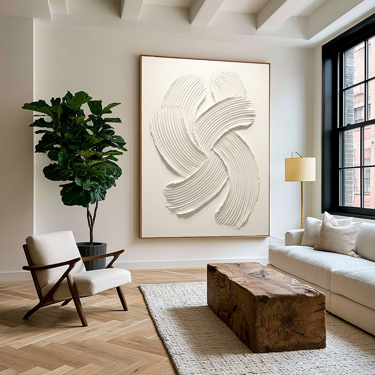 Quiet Motion In White Relief Large Textured Wall Art Minimalist Sculptural Abstract Artwork Quiet Luxury Decor