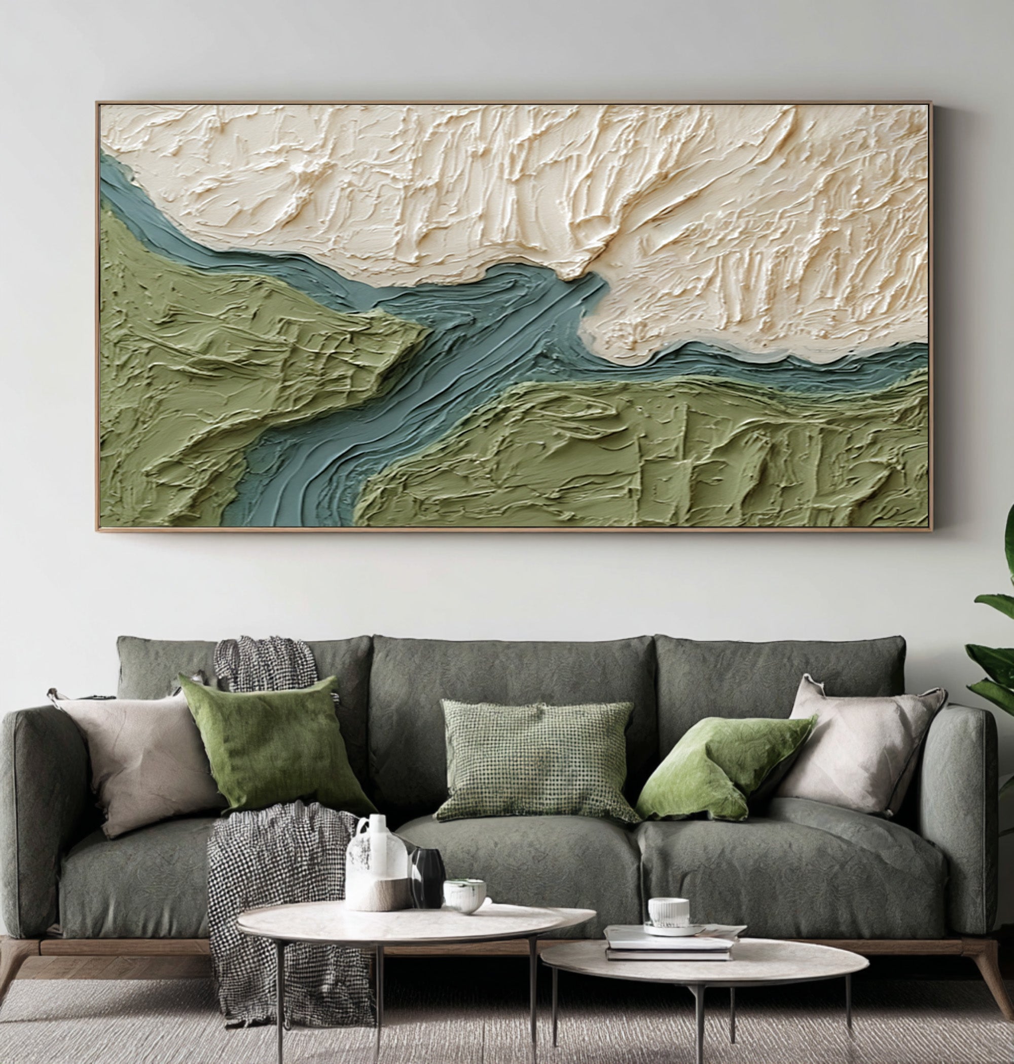 Green White 3D Relief Scape | KeiraArt #CZ 019