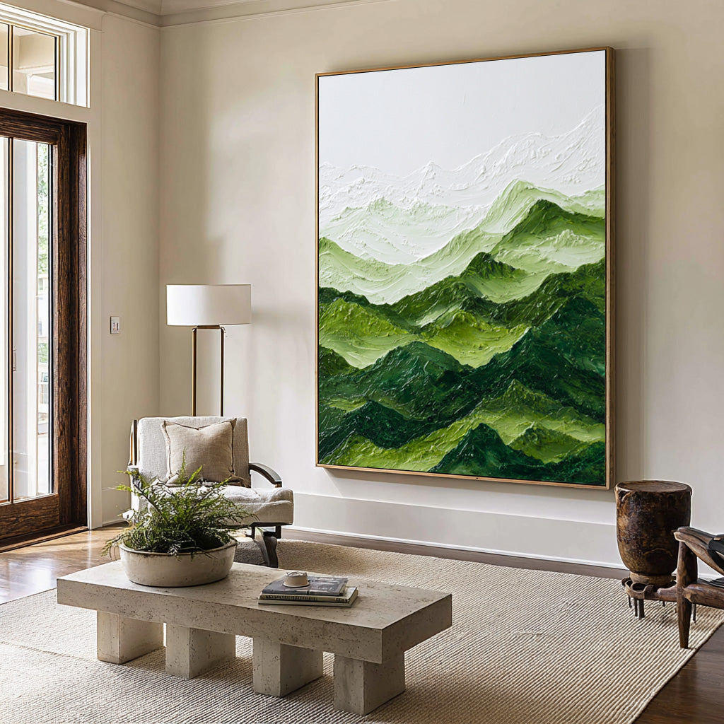 Large Textured Green Peaks Painting | KeiraArt #CZ 001