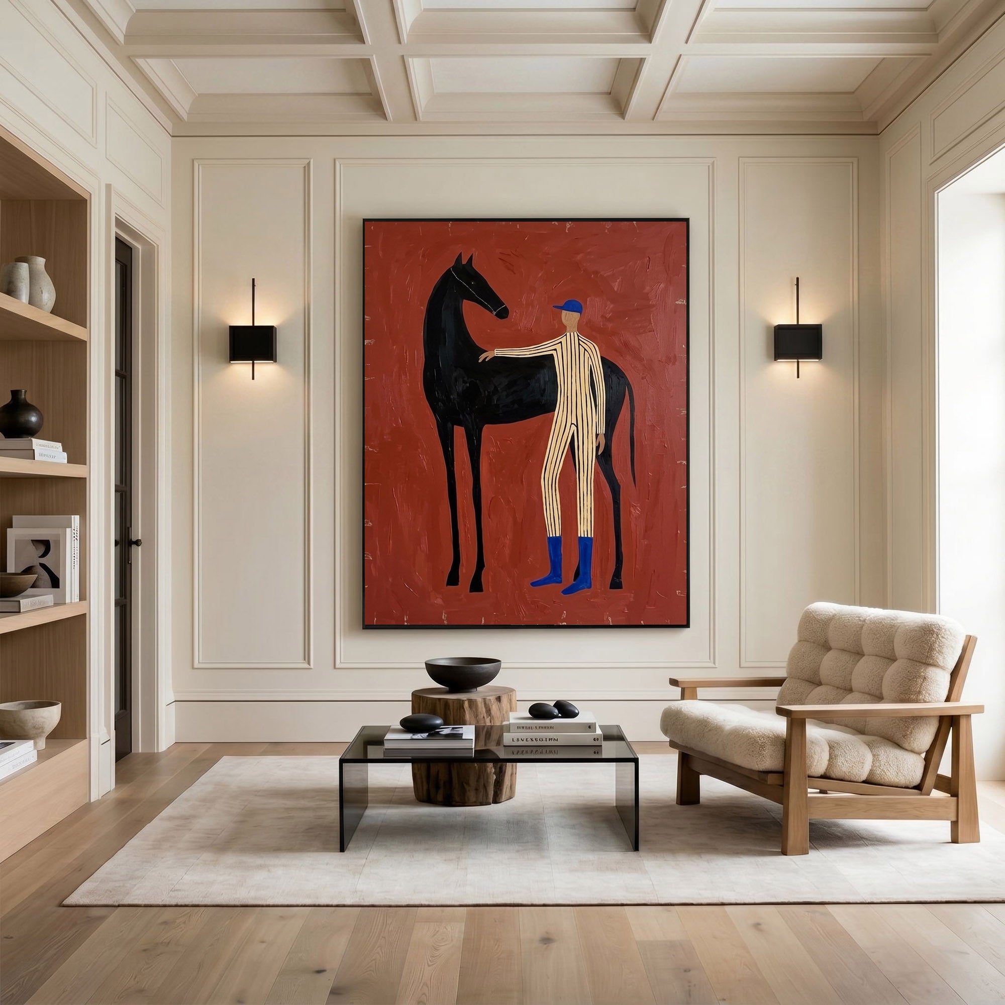 Large Cowboy Horse Wall Art Modern Western Canvas Painting