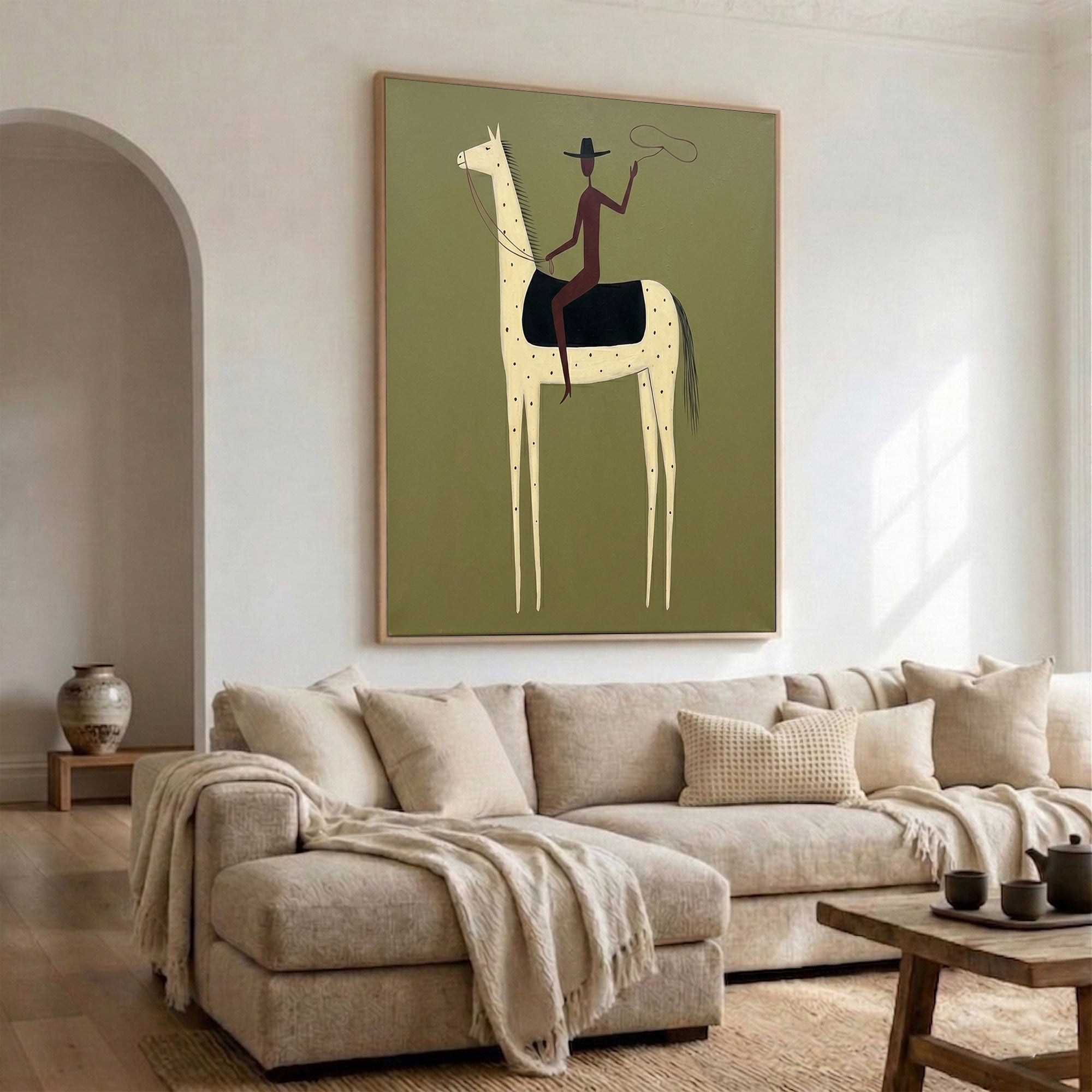 Large Cowboy Horse Wall Art Modern Western Contemporary Canvas Painting