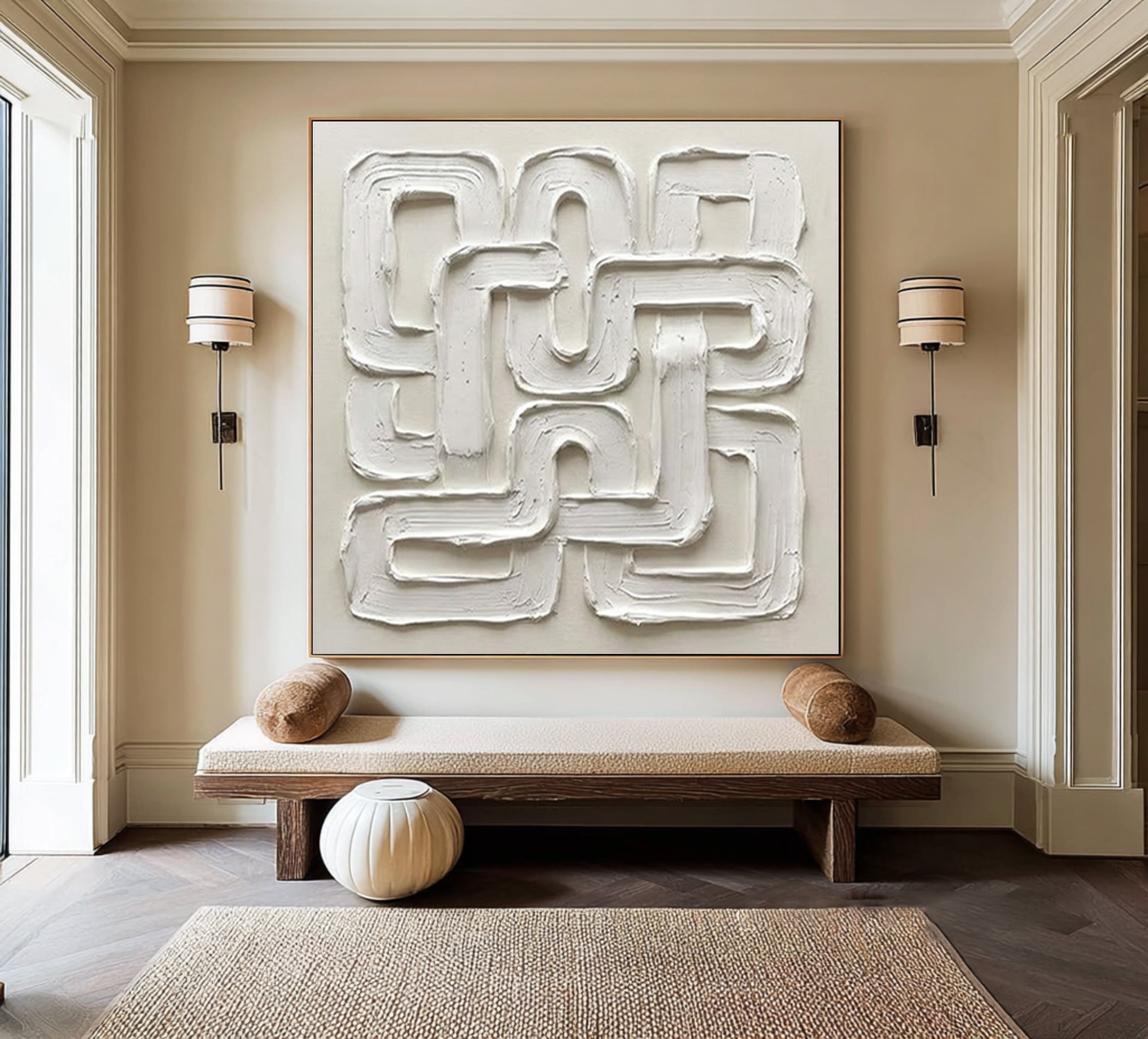 Large Architectural Flow Wall Art Neutral Sculptural Painting