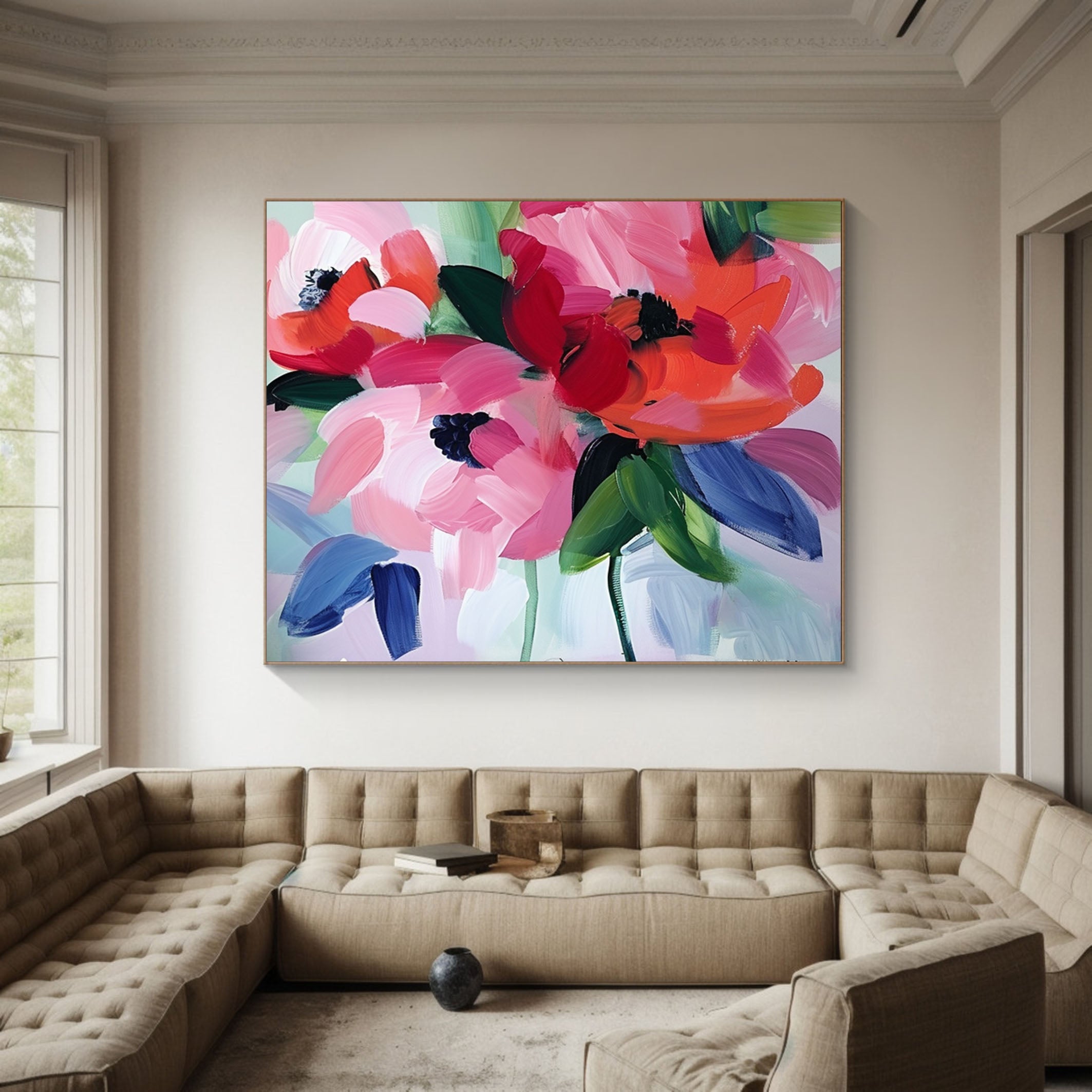 Exotic Bloom Abstract Art Bright Floral Canvas #FT 015