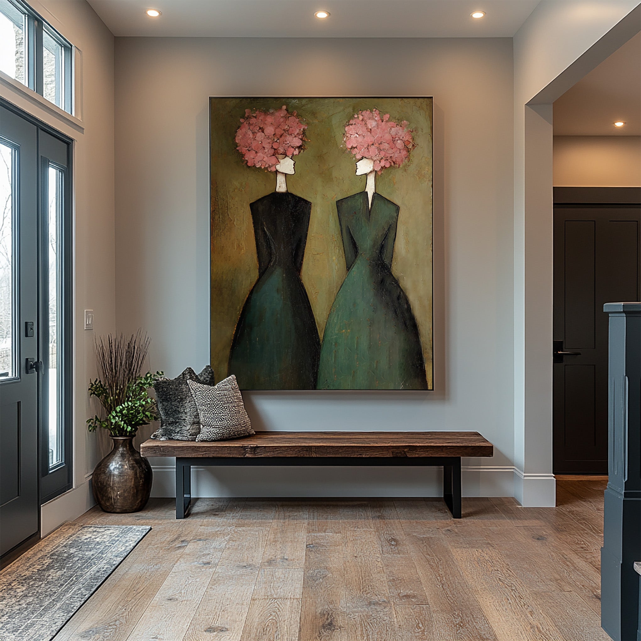 Abstract Women Oil Painting with Floral Hair #CZ 032