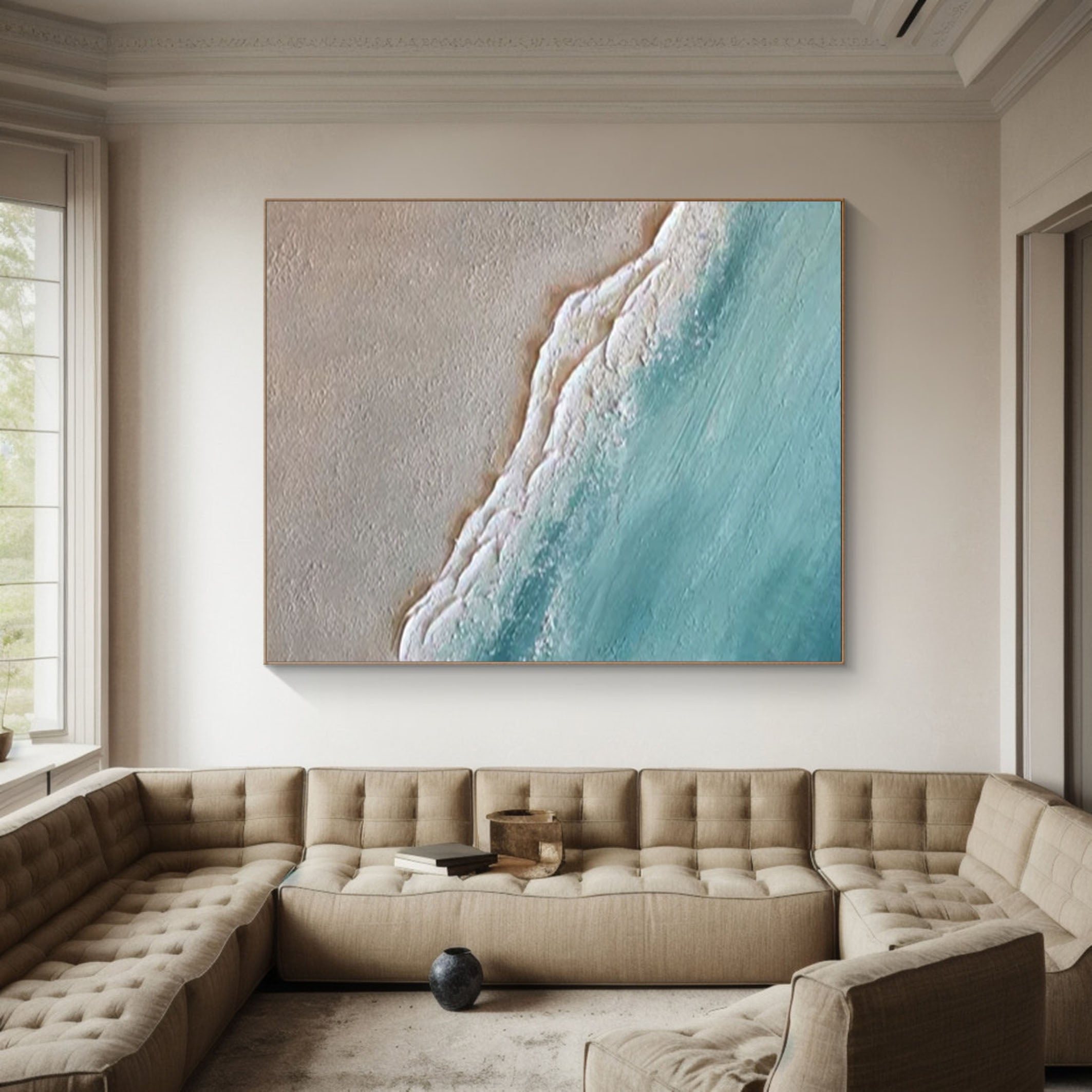 Coastal Serenity Canvas Art Tranquil Beach and Waves Wall Decor #OS 053