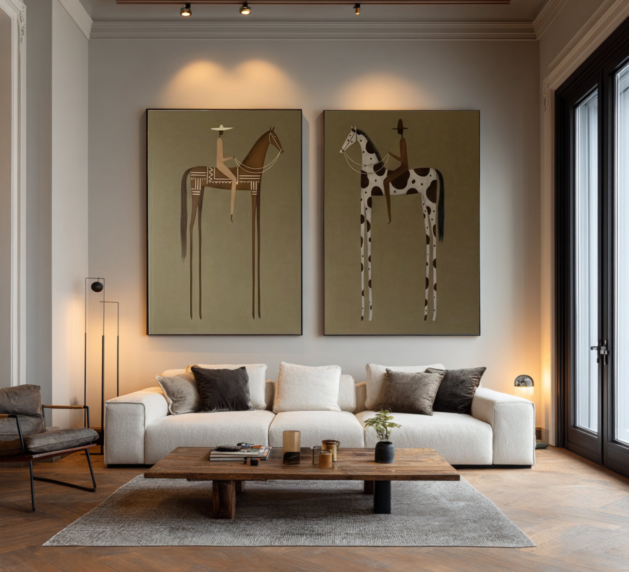 Large Gallery Style Horse Rider Artwork Modern Luxury Wall Decor | KeiraArt
