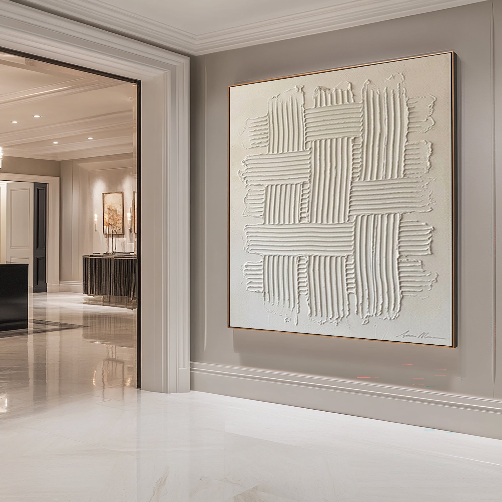 Large Minimalist Texture Wall Art Hand Painted Geometric Canvas
