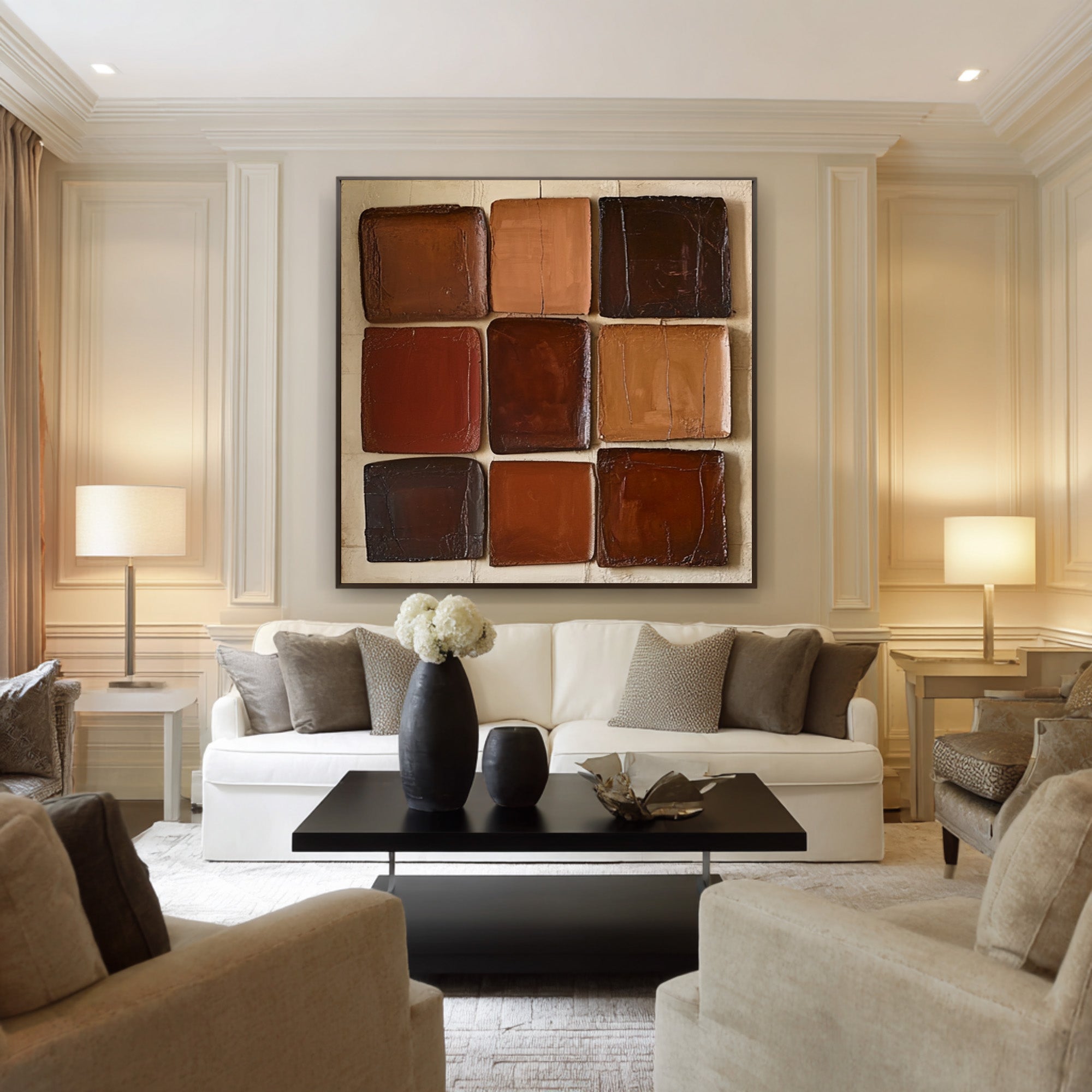 Large Earth Tone Square Grid | KeiraArt #CZ 008