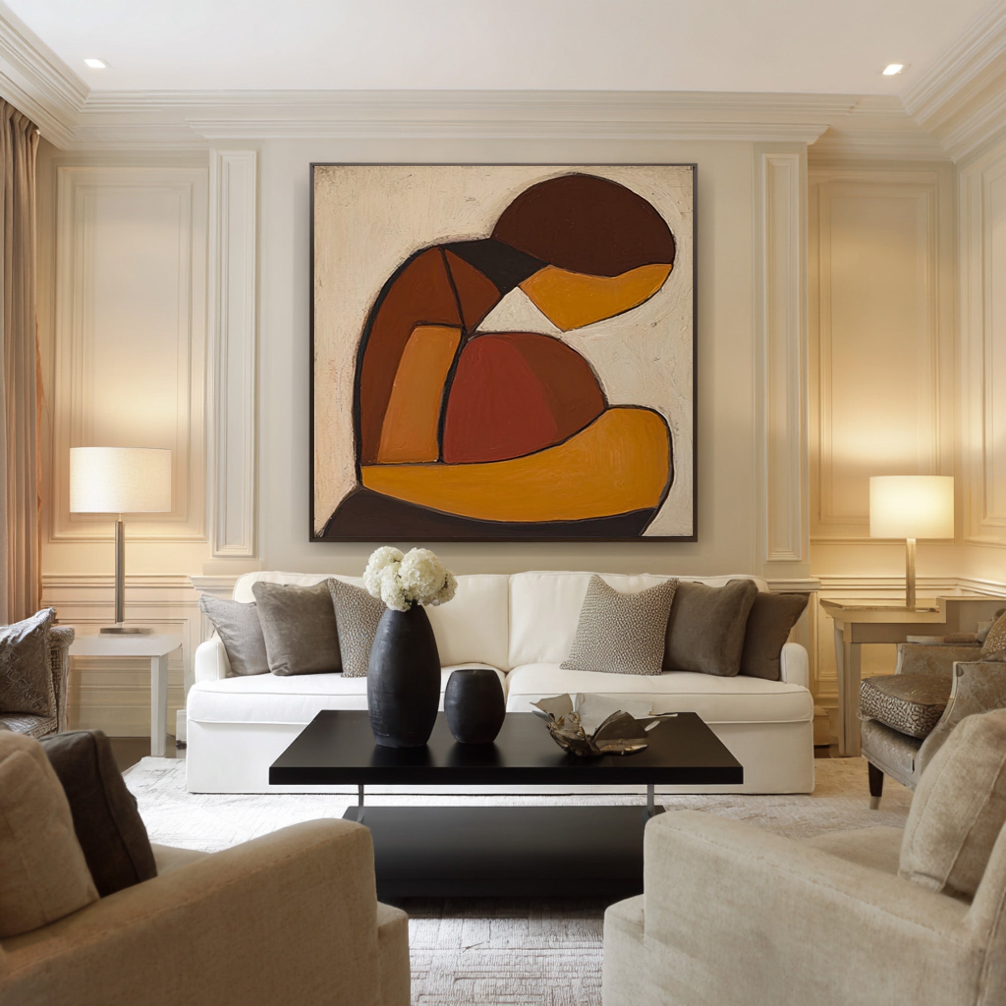 Modern Figurative Oil Painting in Earth Colors #CZ 031