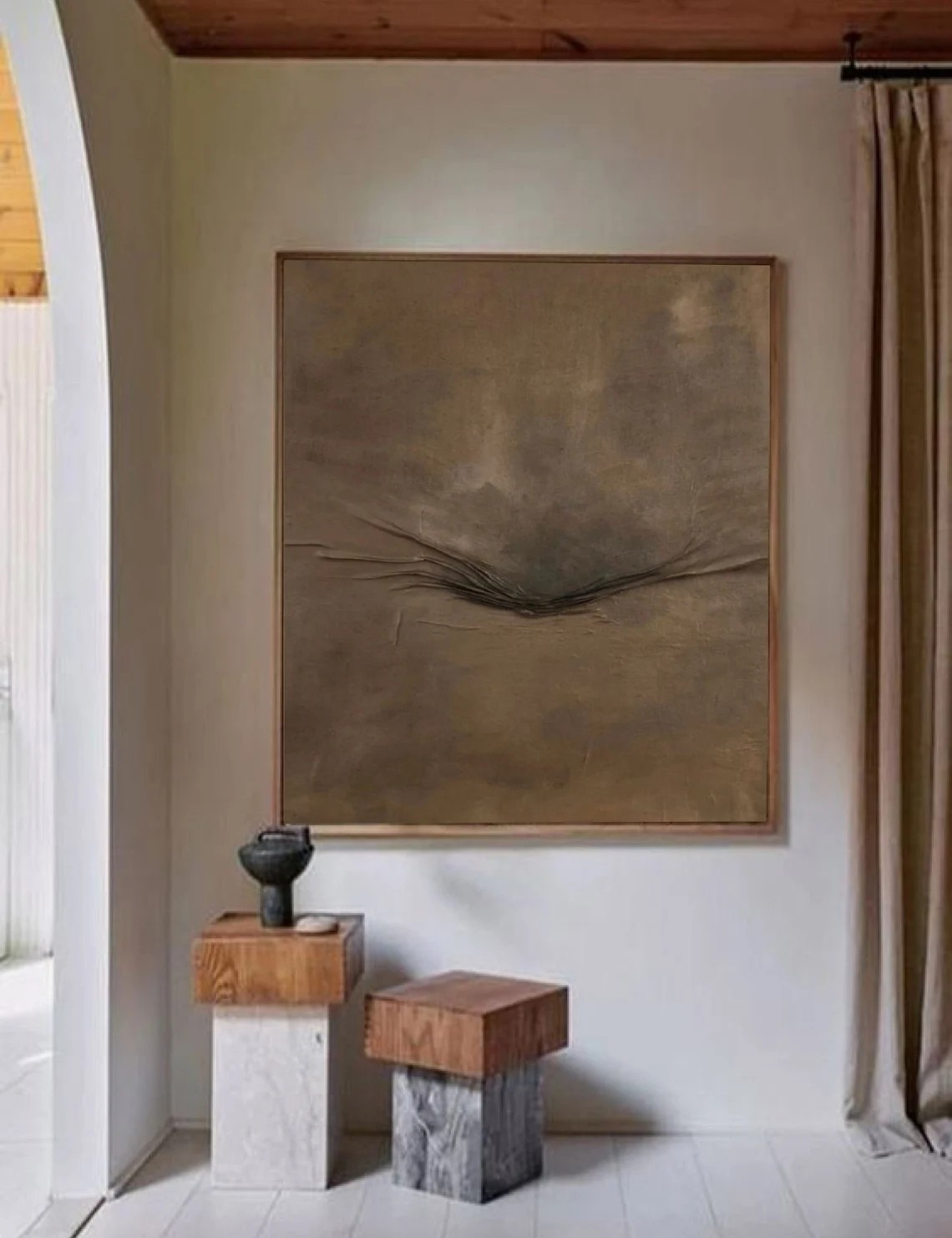 Wabi-Sabi Minimalist Brown Abstract Art for Home Decor #AP 096